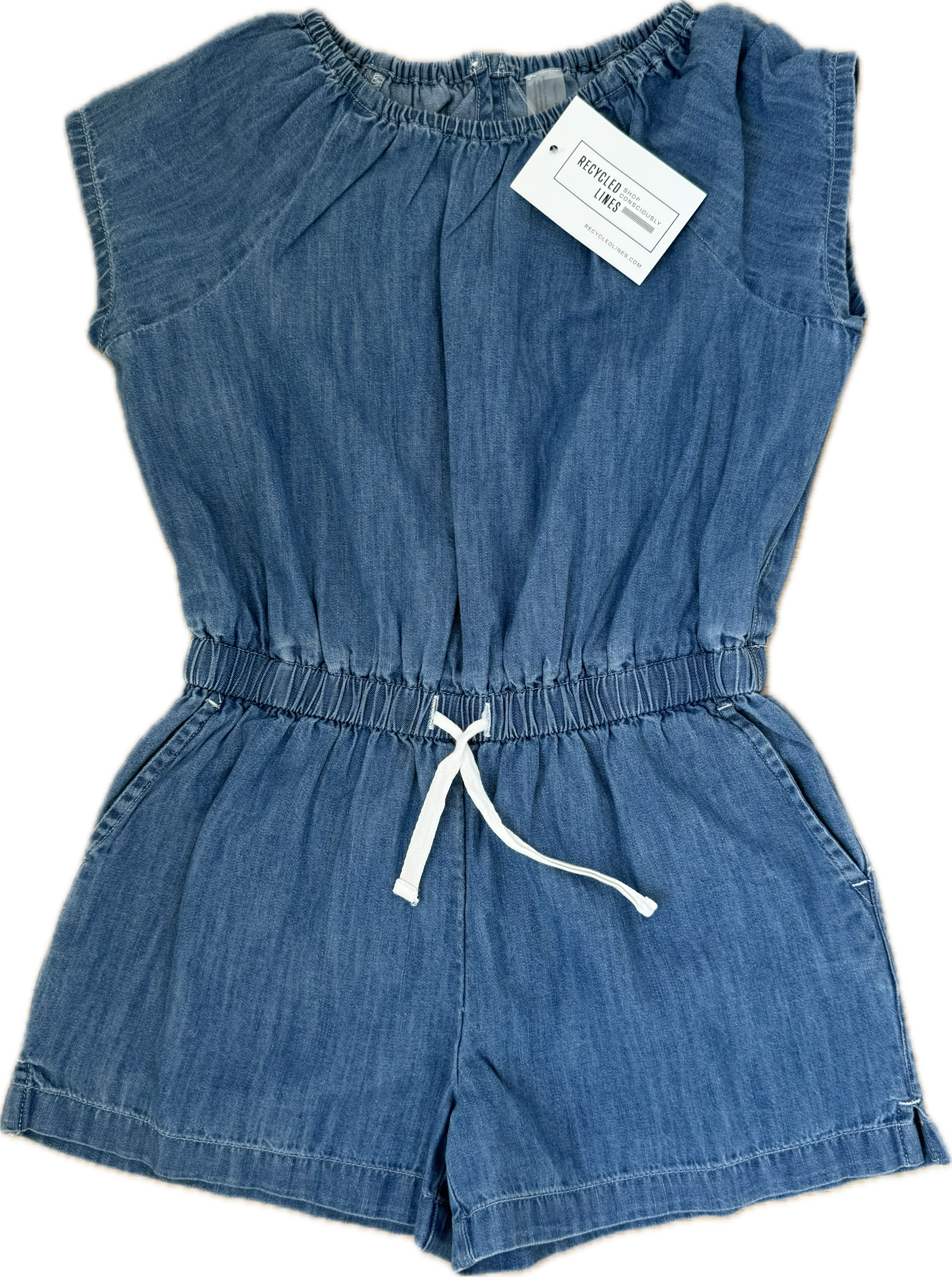 Primary Denim Romper, Blue Girls Size 6/7