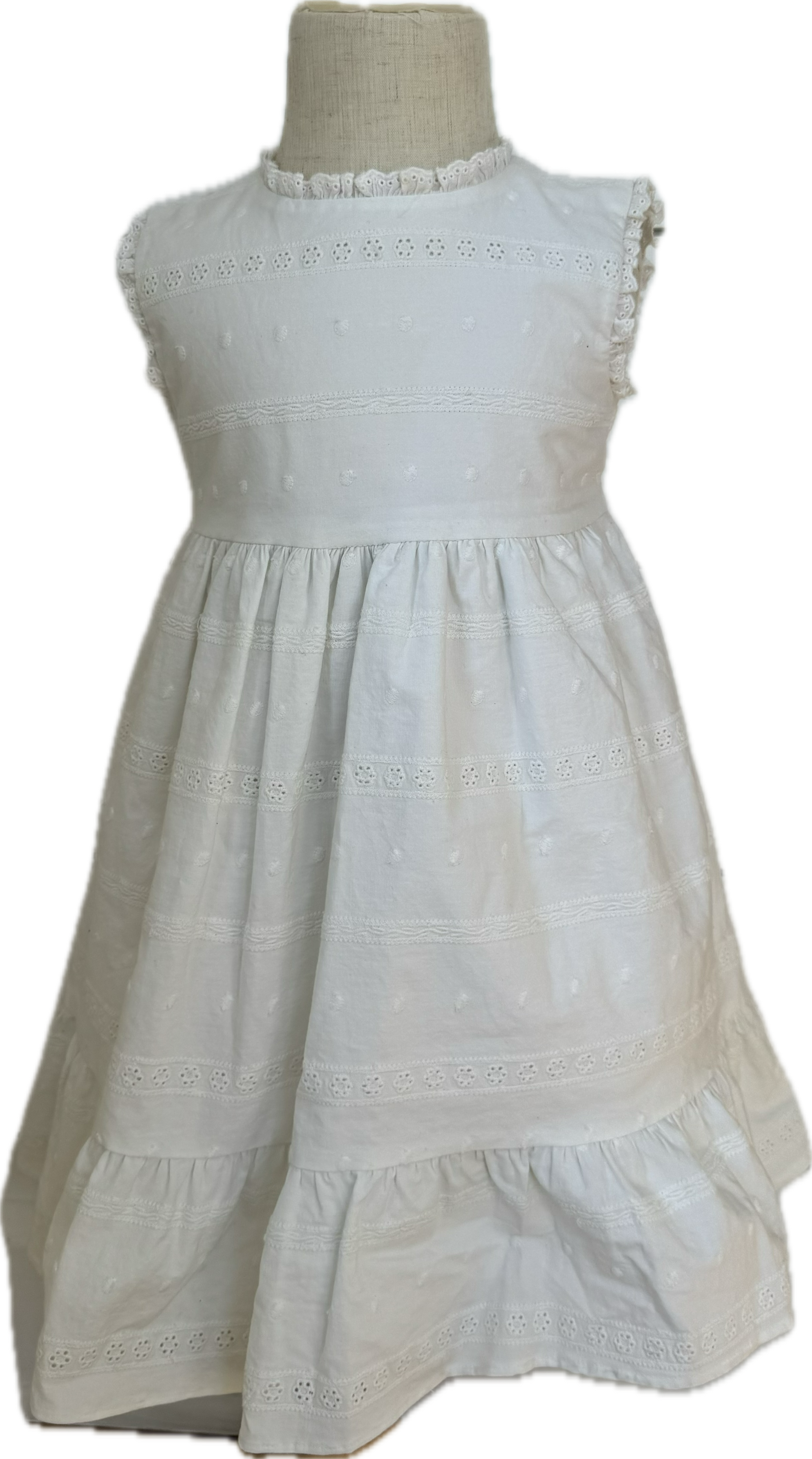 Talbots Kids Eyelet Dress, White Girls Size 18 mo.