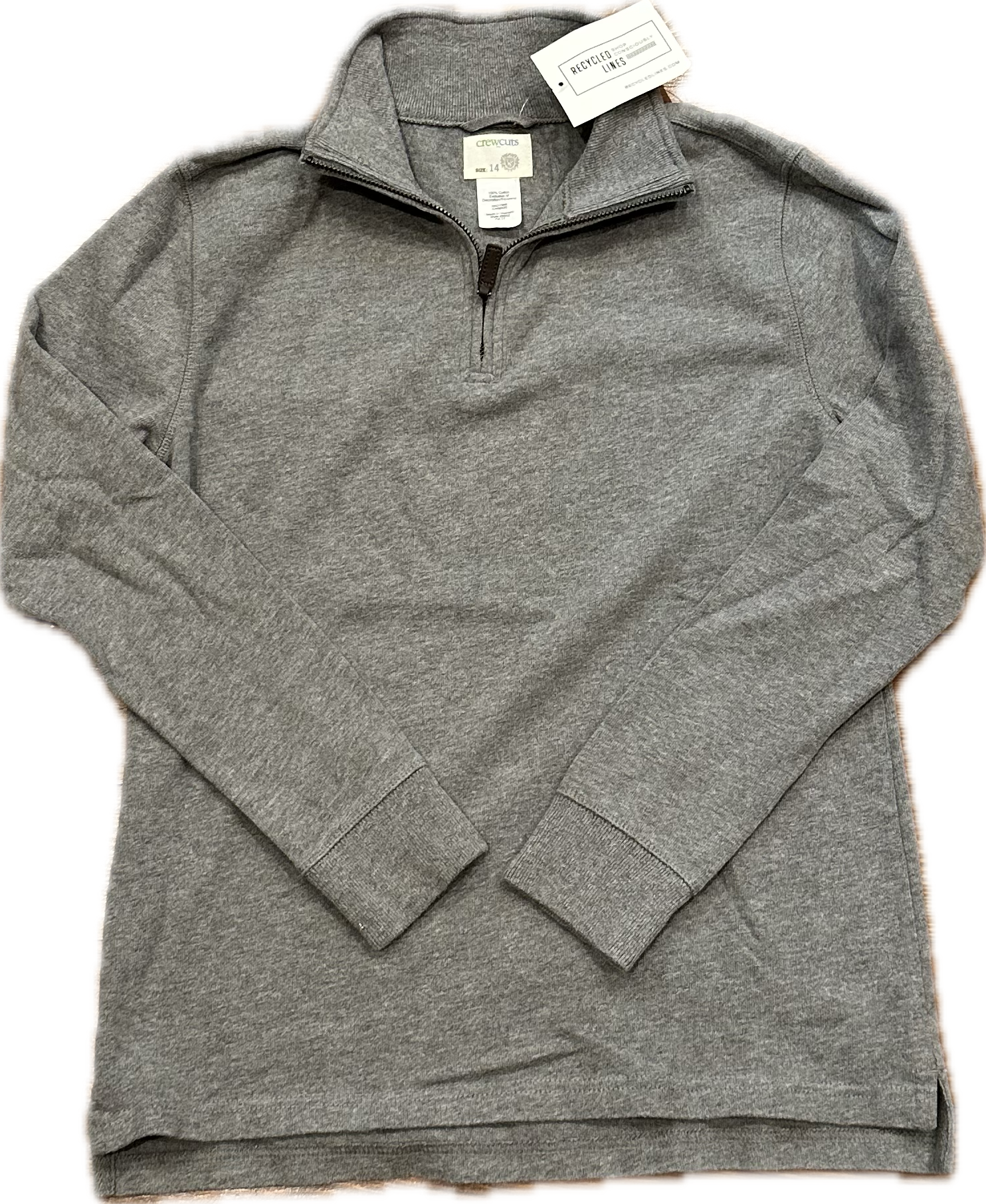 Crewcuts 1/4 Zip Pullover, Gray Boys Size 14