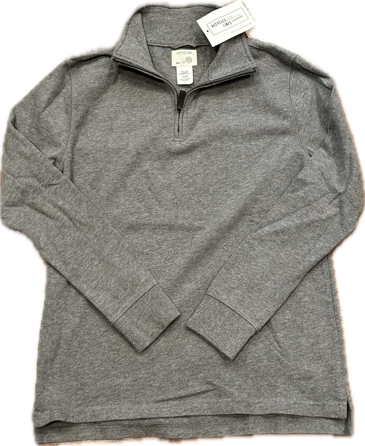 Crewcuts 1/4 Zip Pullover, Gray Boys Size 14 in excellent condition — Recycled Lines, Fairfield CT | Premium Sustainable Consignment