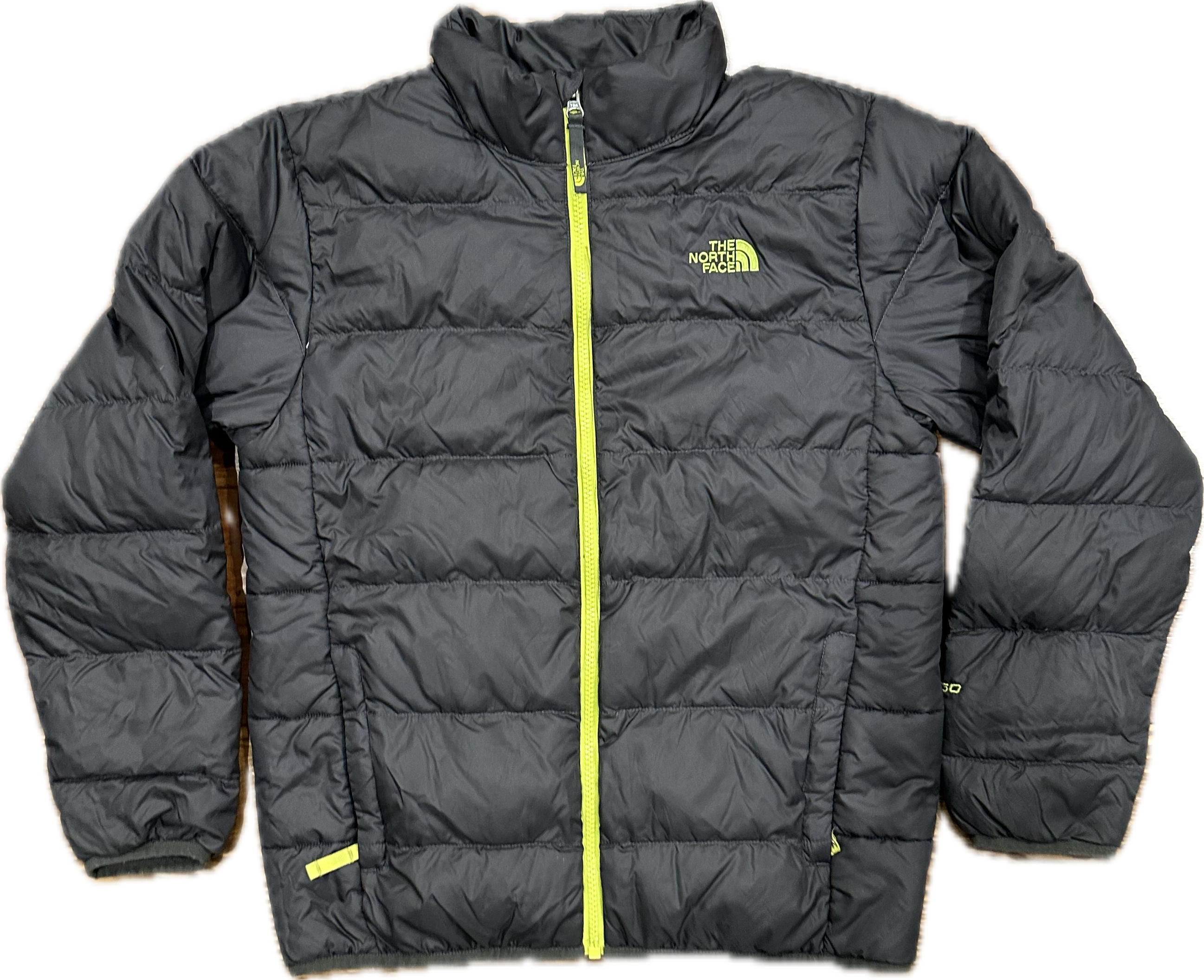 North Face Down Jacket, Black/Yellow Trim Boys Size L (14/16)