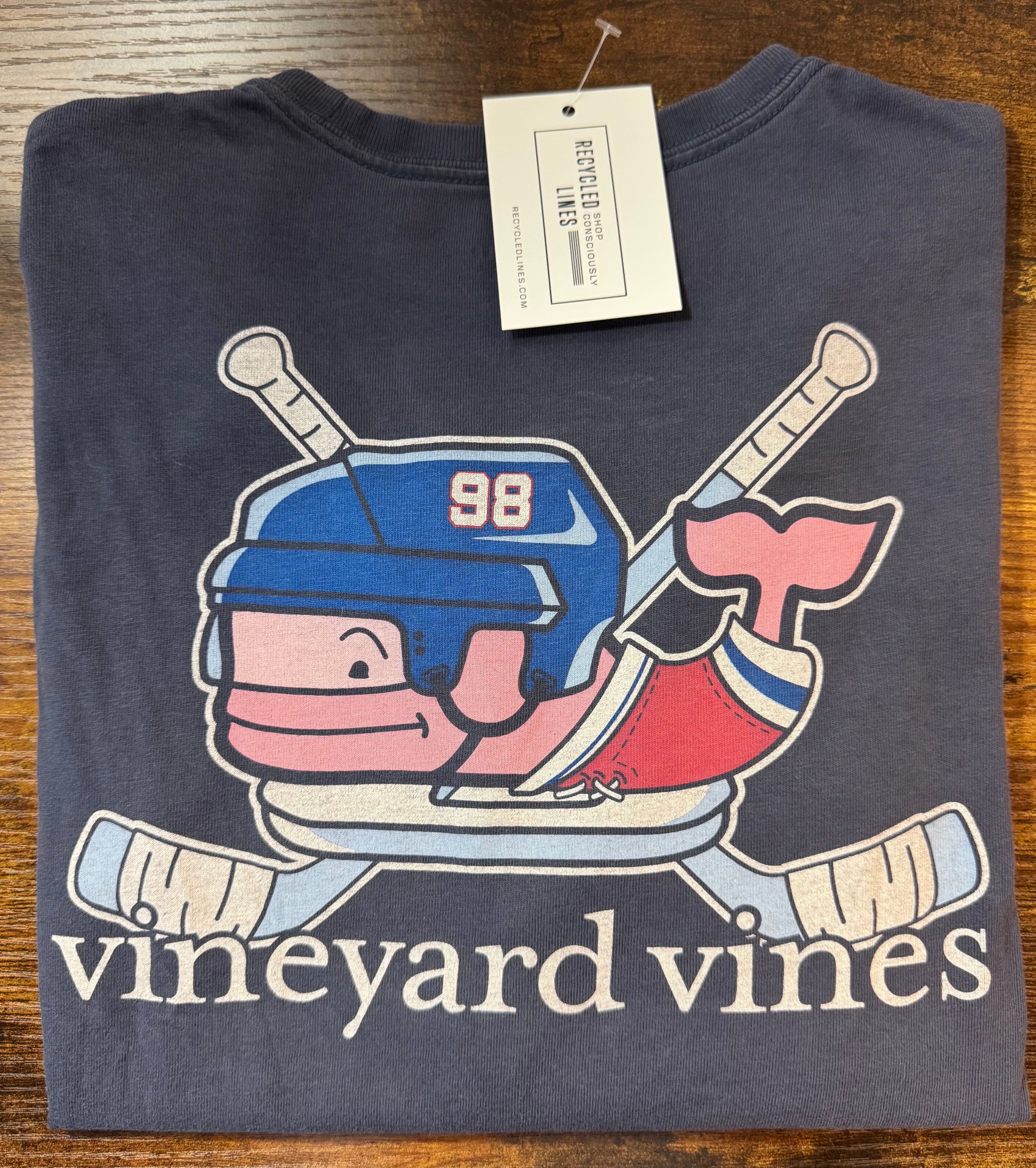 Vineyard Vines Hockey Tee, Navy Boys Size S (8/10) in excellent condition — Recycled Lines, Fairfield CT | Premium Sustainable Consignment