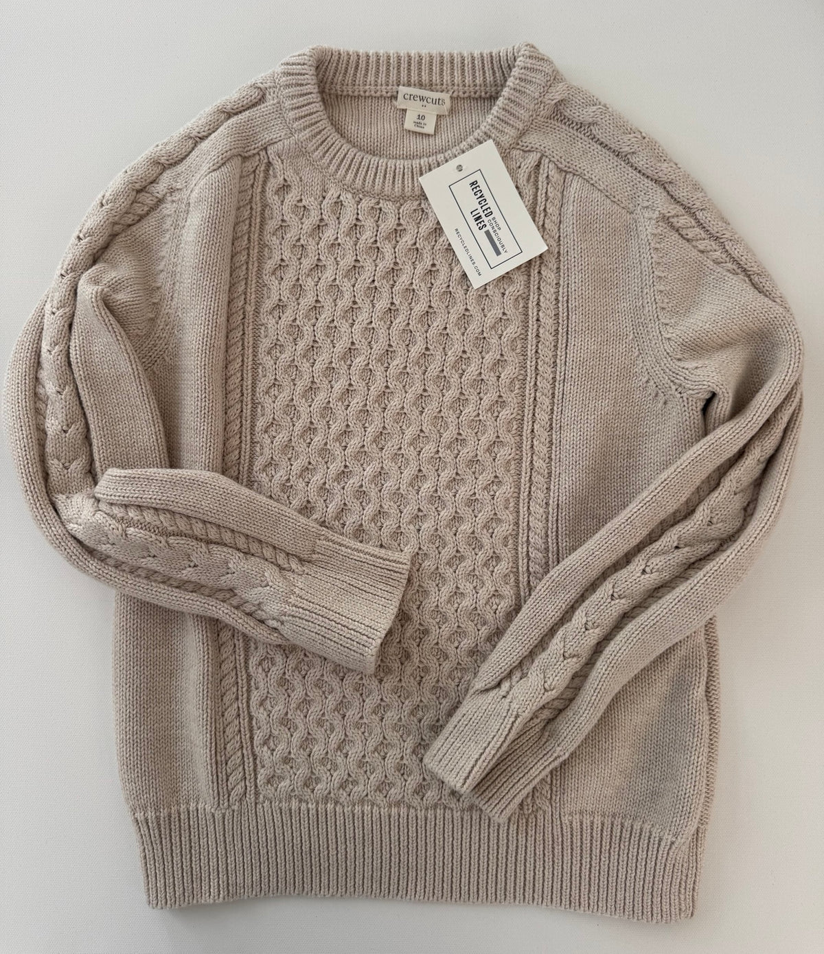 Crewcuts oatmeal cable-knit sweater boys size 10