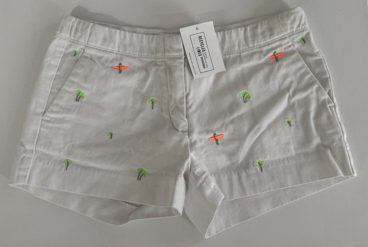 Crewcuts white palm tree embroidered shorts girls size 14