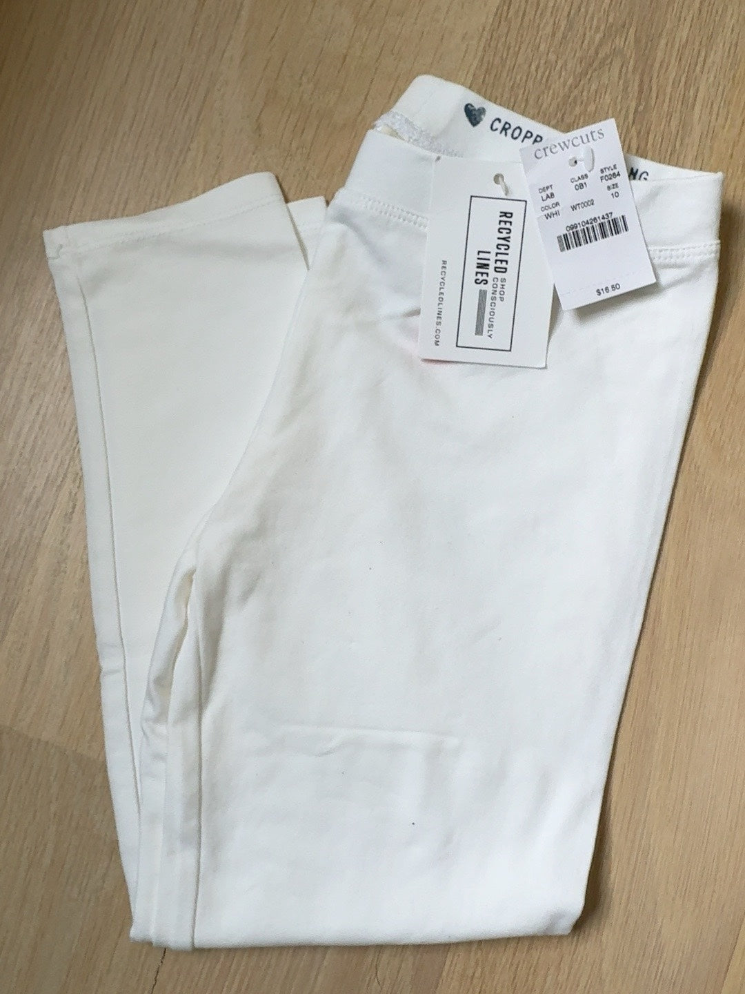 Crewcuts girls white leggings size 10, new with tags