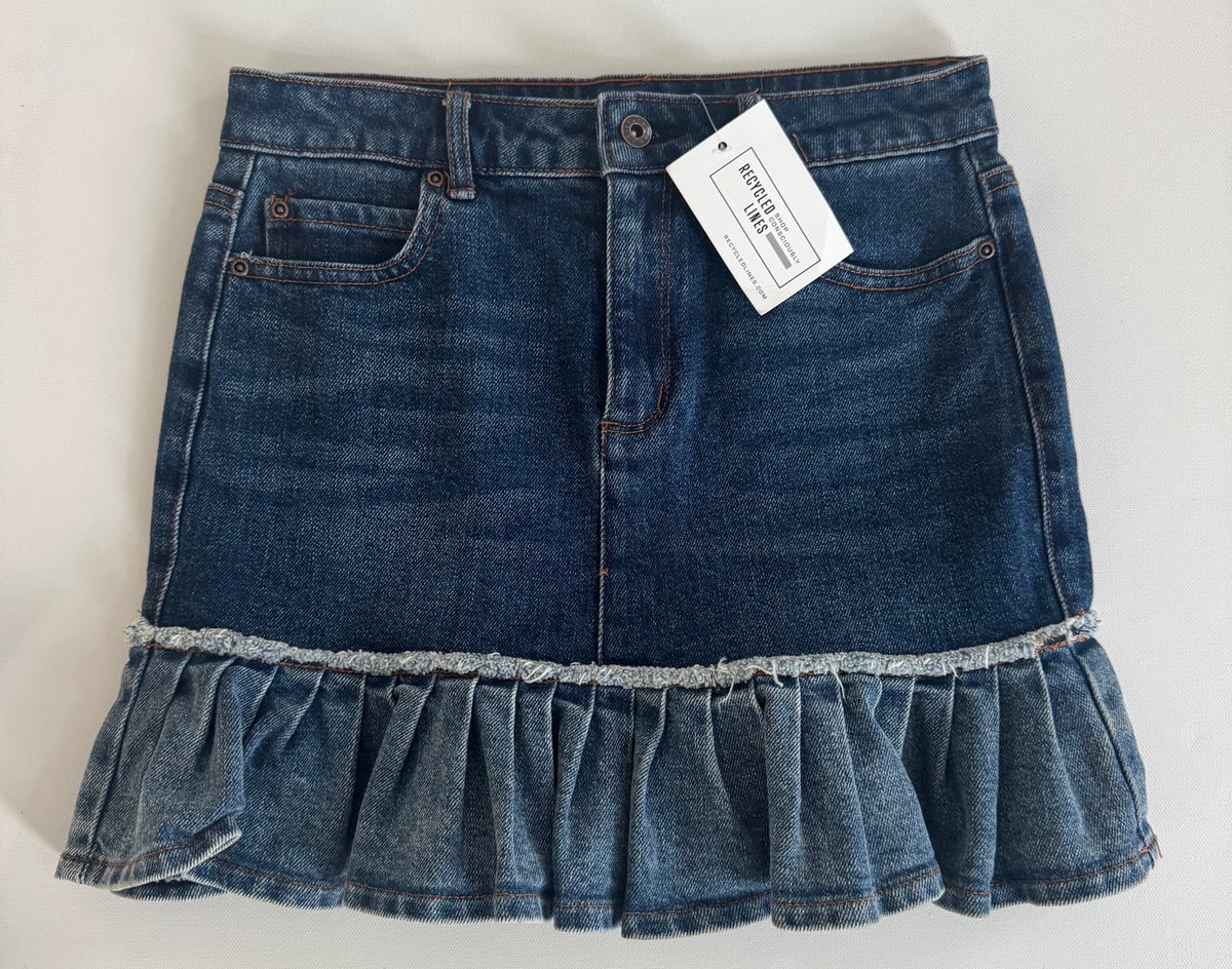 Tractr ruffle denim skirt blue girls size 16