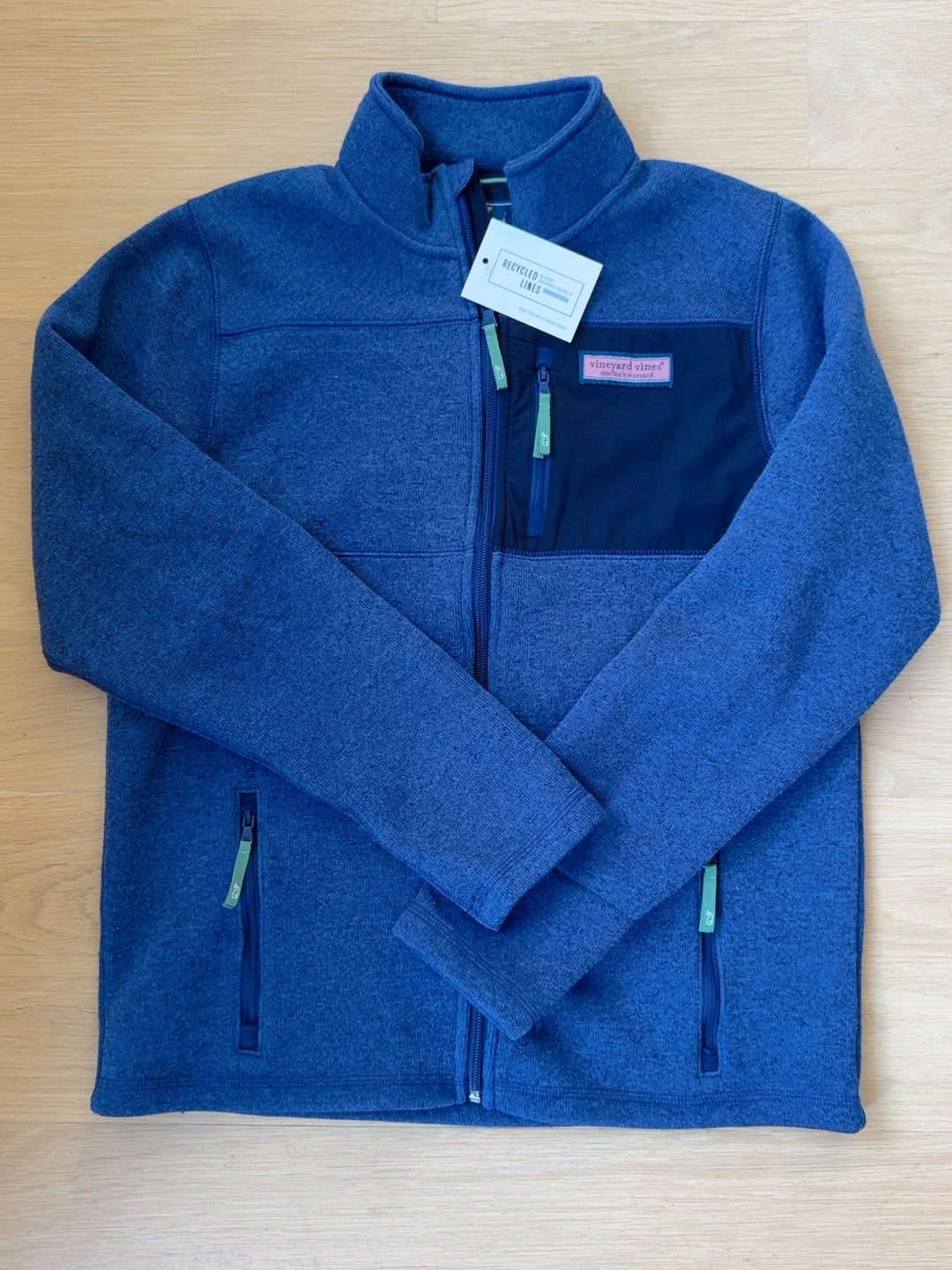 Vineyard Vines blue full zip fleece jacket boys XL size 18