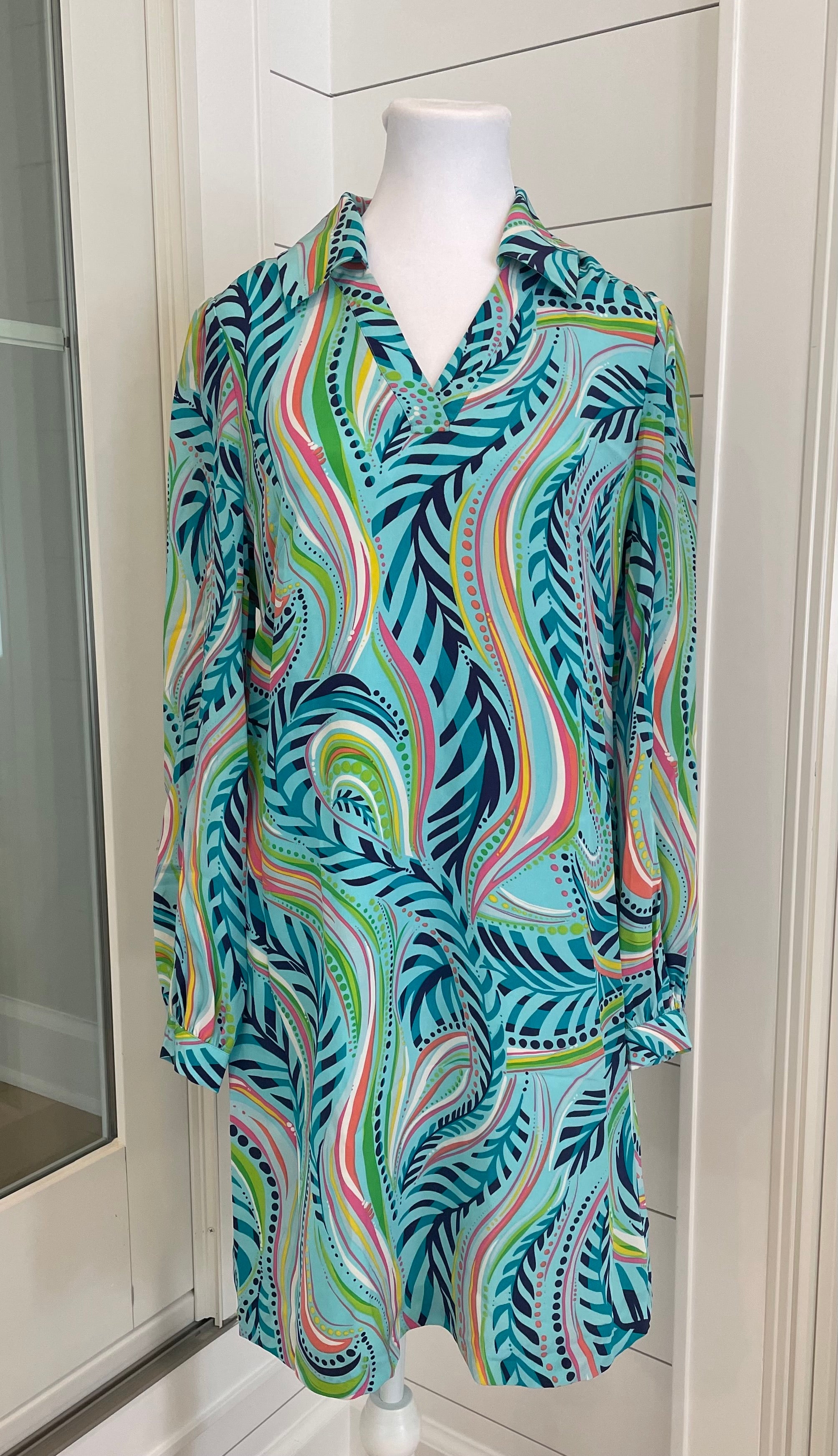 Lilly Pulitzer Silk Dress, Blue Multi Womens Size 6 in excellent condition — Recycled Lines, Fairfield CT | Premium Sustainable Consignment