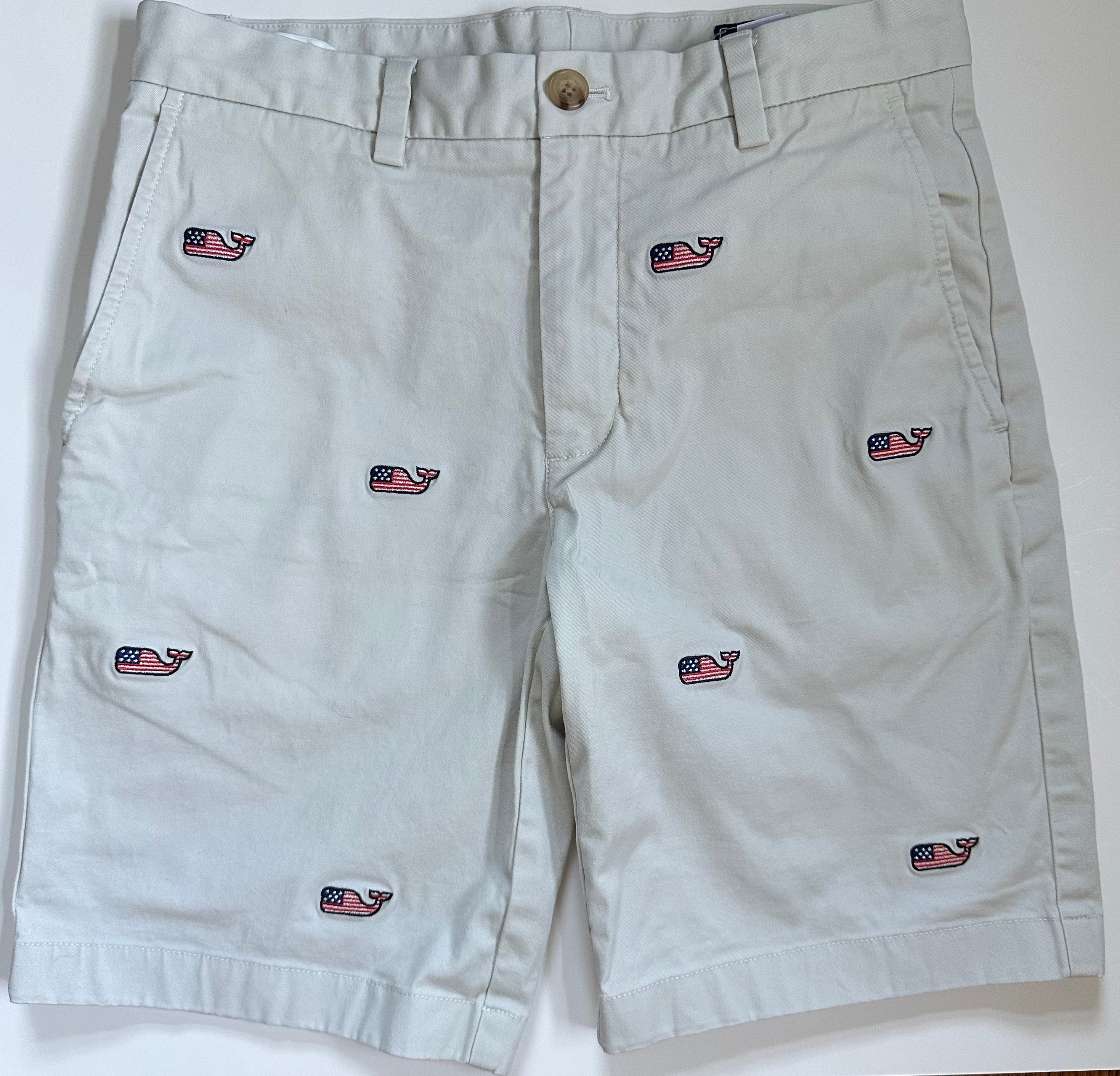 Vineyard Vines Shorts, Khaki/USA Logo Mens Size 28 in excellent condition — Recycled Lines, Fairfield CT | Premium Sustainable Consignment