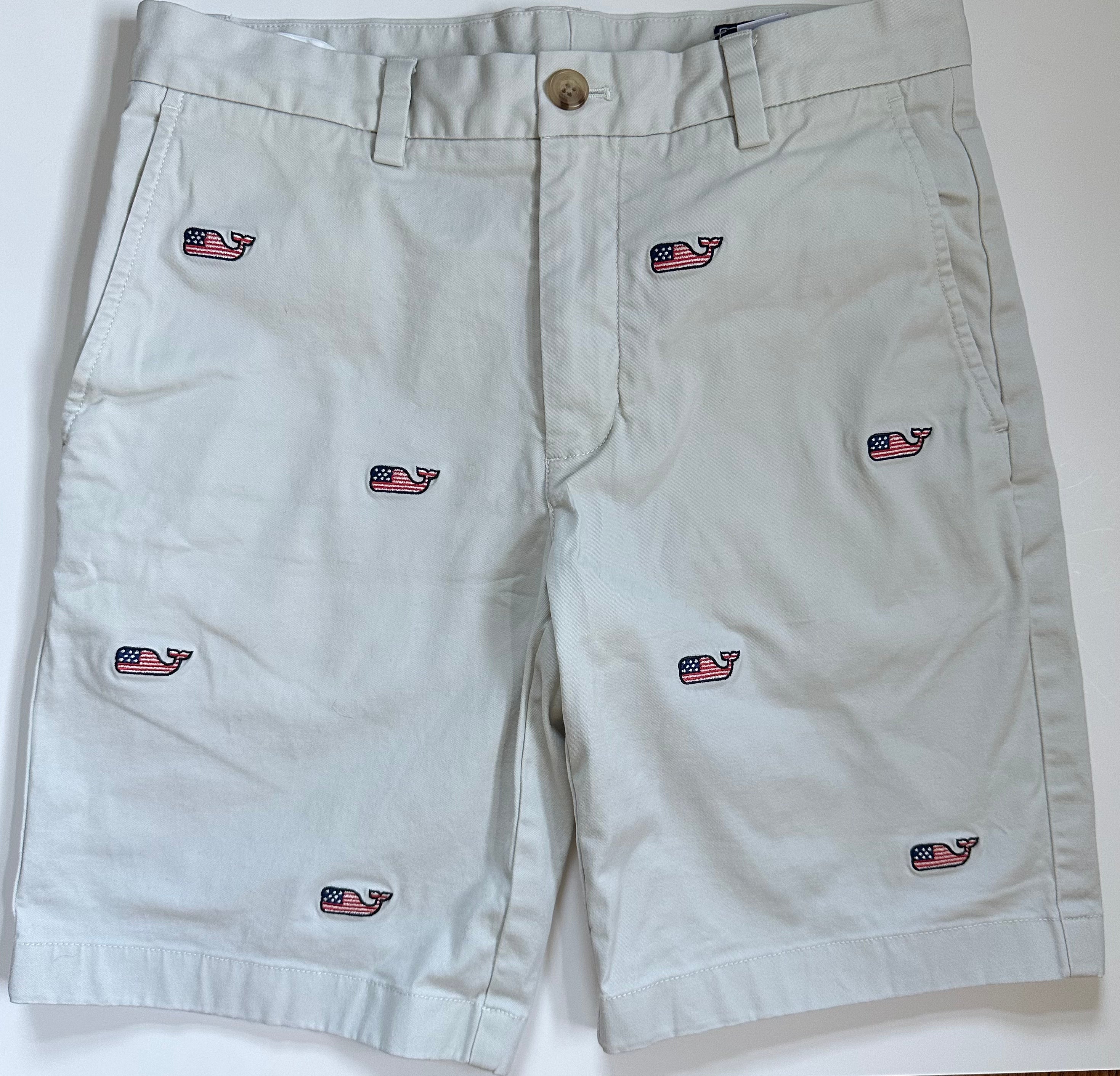 Vineyard Vines Shorts, Khaki/USA Logo Mens Size 28