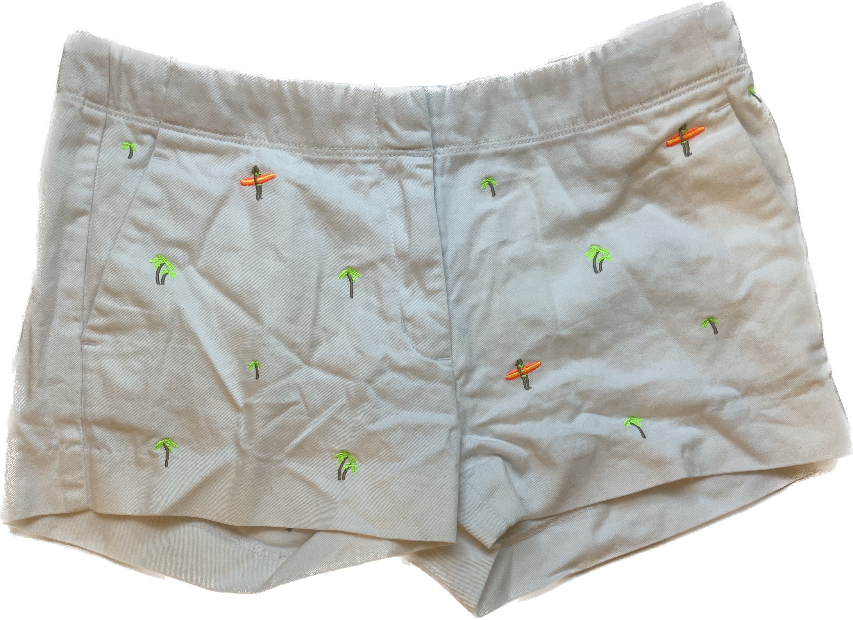 Crewcuts Shorts, White/Palm Tree Girls Size 14 in excellent condition — Recycled Lines, Fairfield CT | Premium Sustainable Consignment