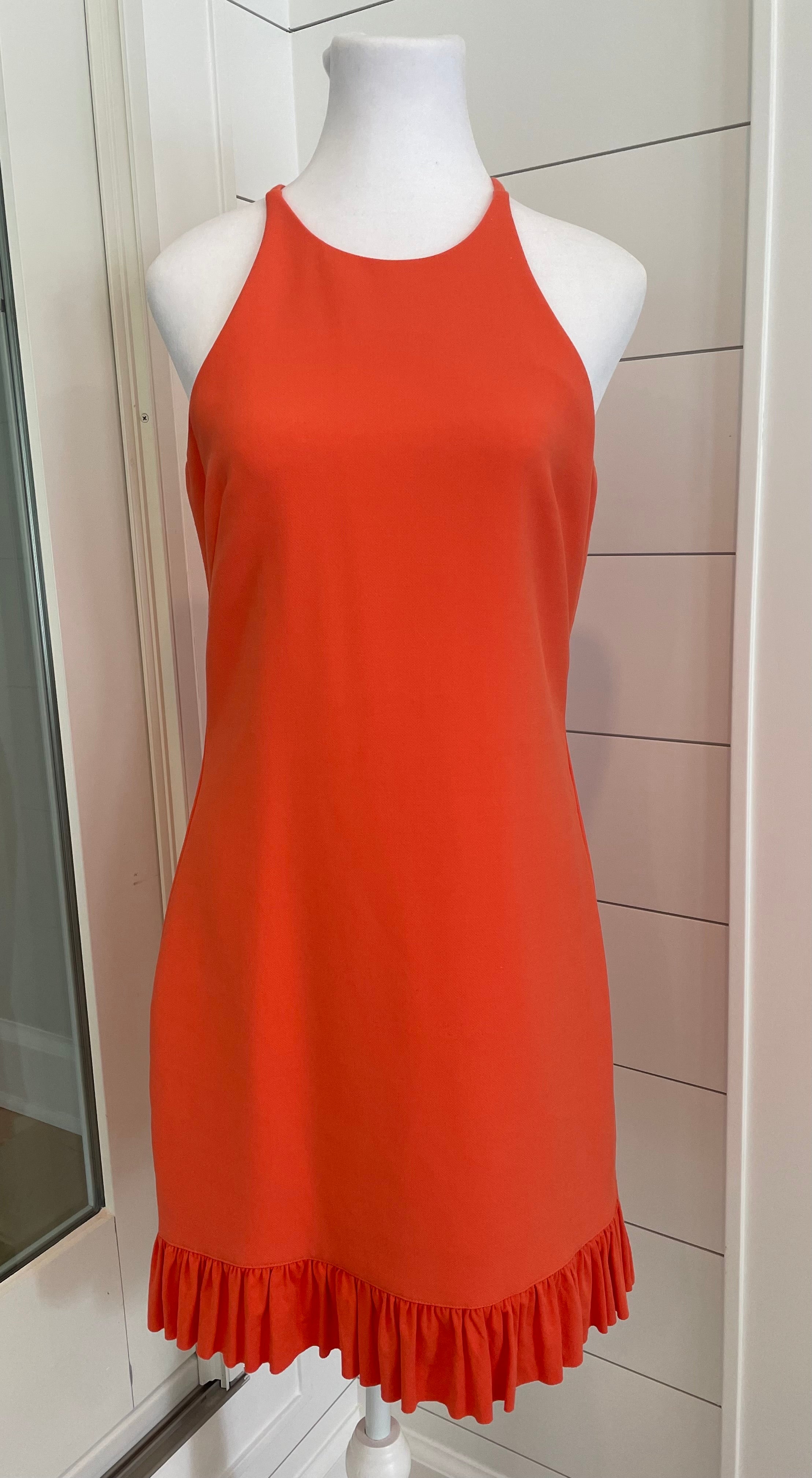 Artelier Nicole Miller Halter Dress, Orange Womens Size M