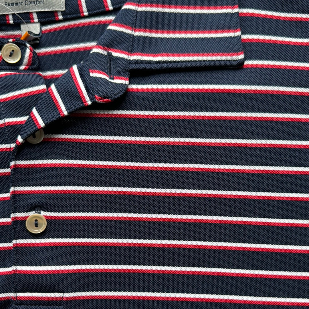 Peter Millar Performance Polo, Navy/Red Mens Size L
