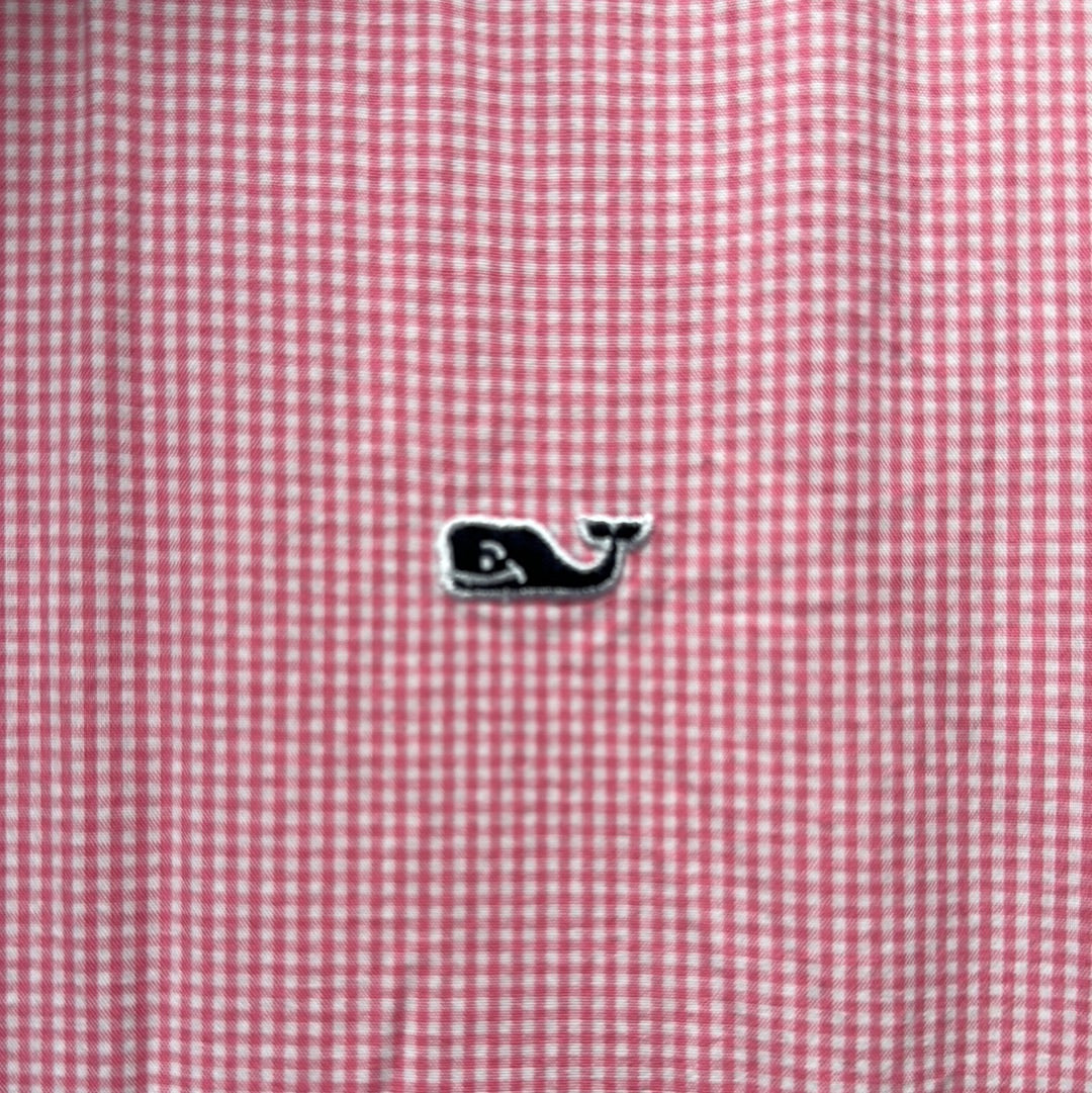 Vineyard Vines Button Down, Pink Plaid Mens Size S