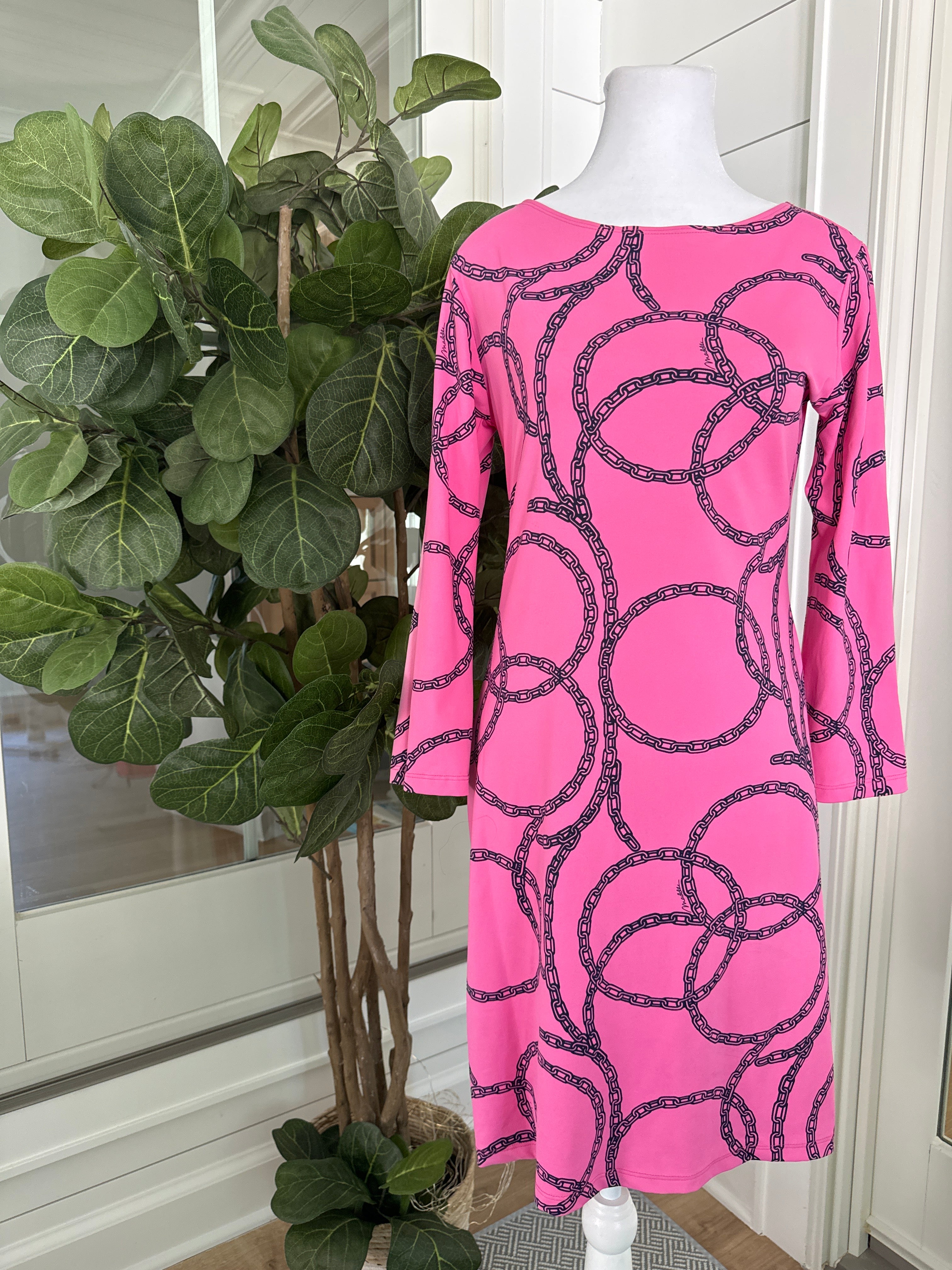 Melly M Dress, Pink Chain Womens Size S