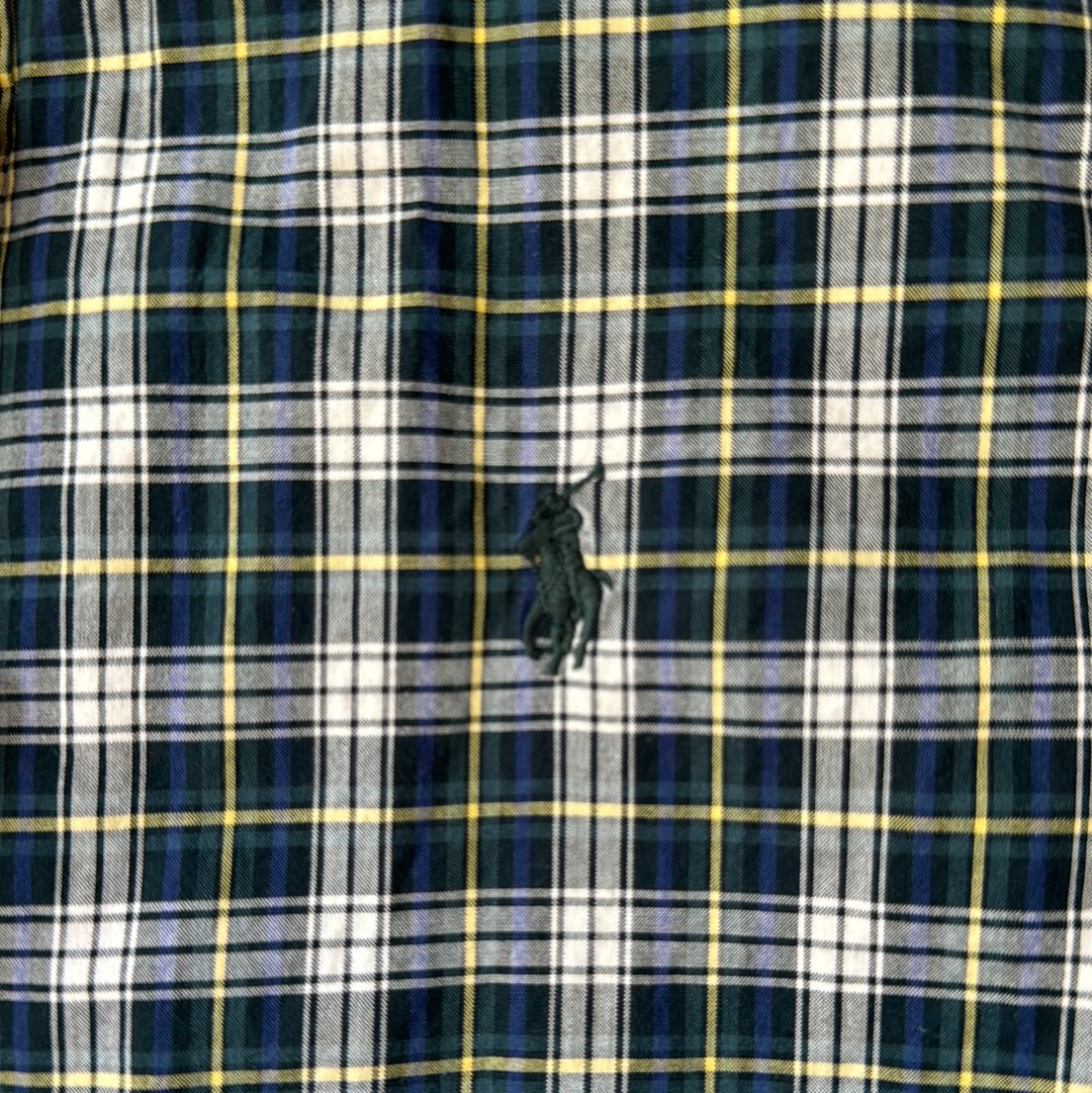 Ralph Lauren Button Down, Navy/Green Plaid Boys Size M (10/12)