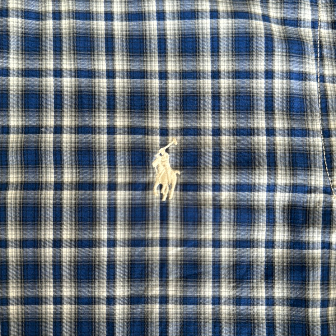 Ralph Lauren Button Down, Blue Plaid Boys Size M (10/12)