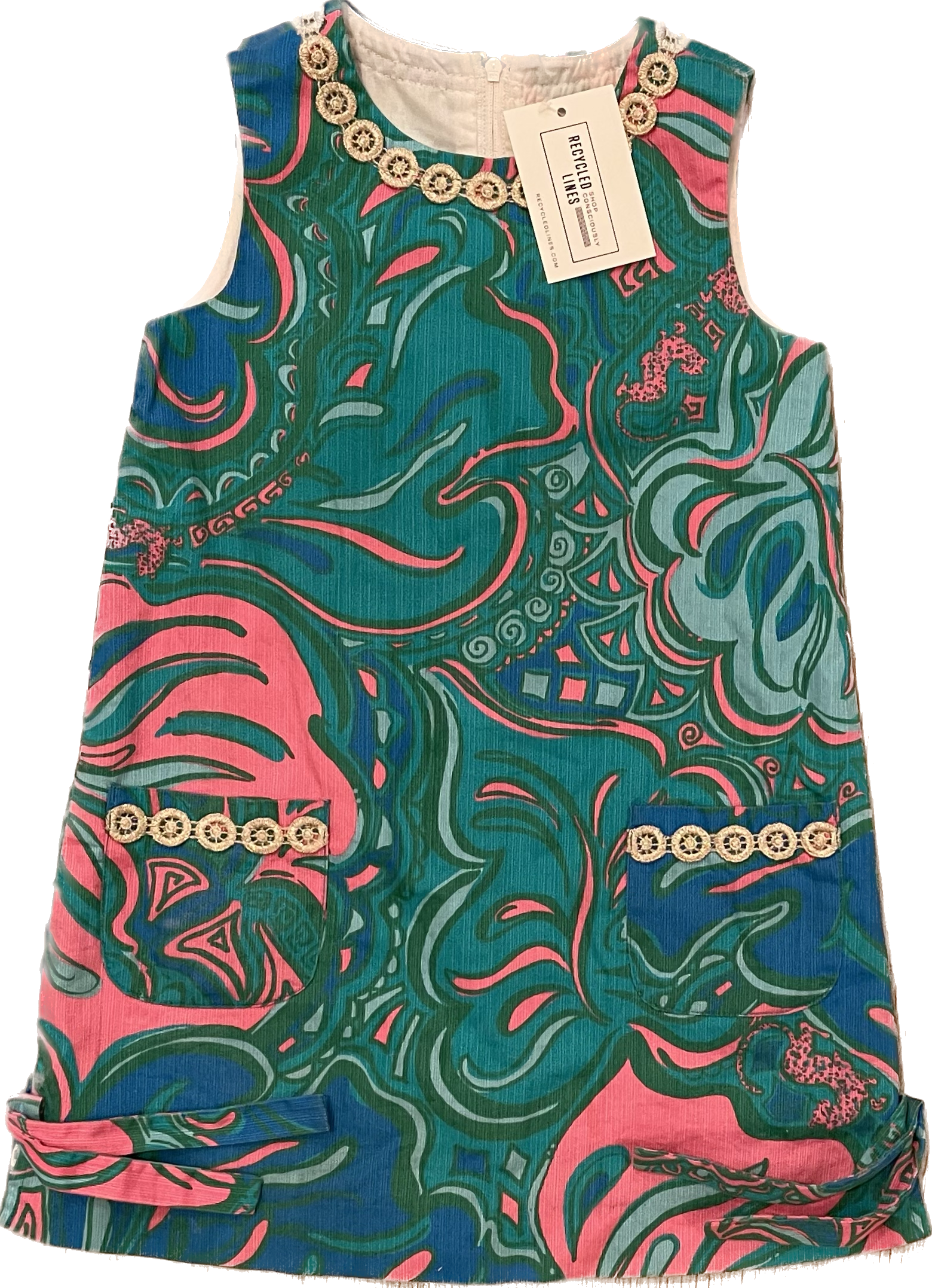 Lilly Pulitzer Shift Dress, Teal/Pink Girls 5