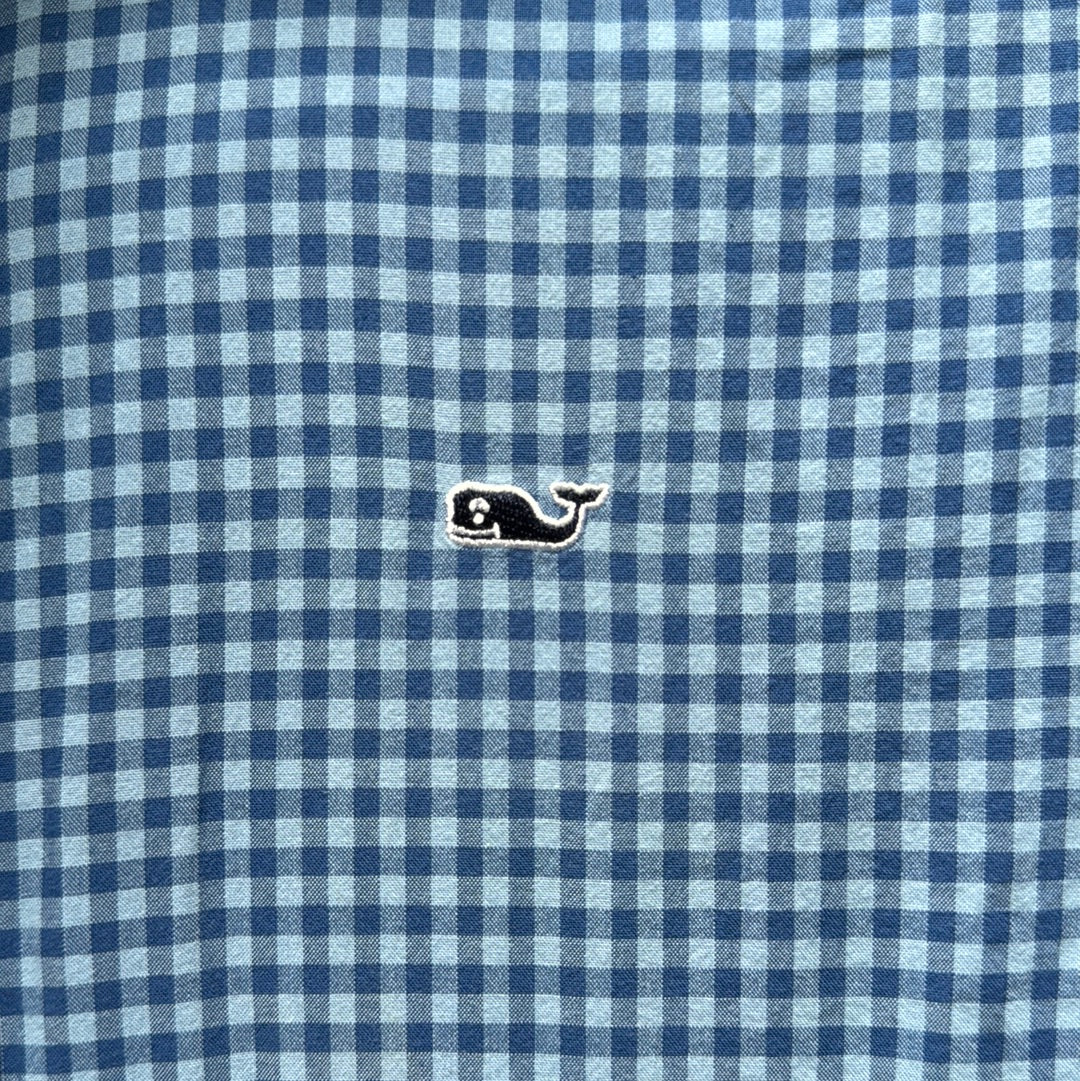 Vineyard Vines Button Down, Blue Plaid Boys Size L (16)