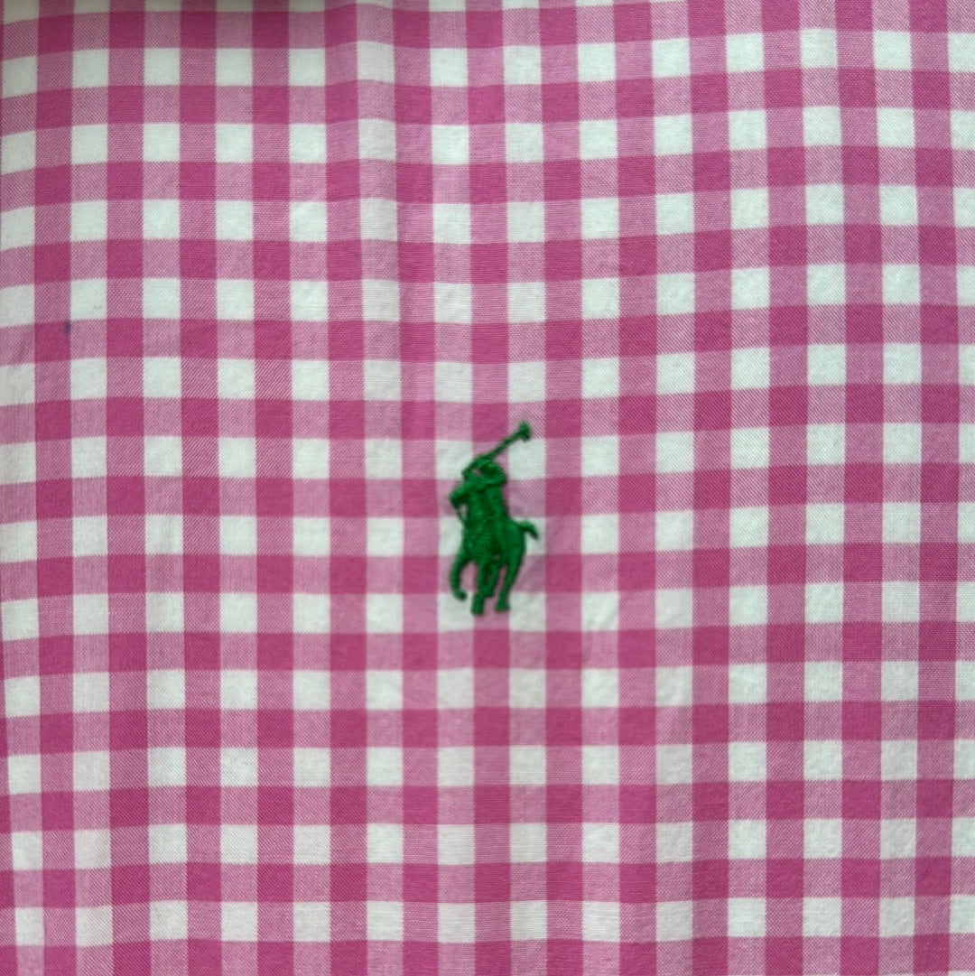 Ralph Lauren Button Down, Pink Plaid Boys Size XL