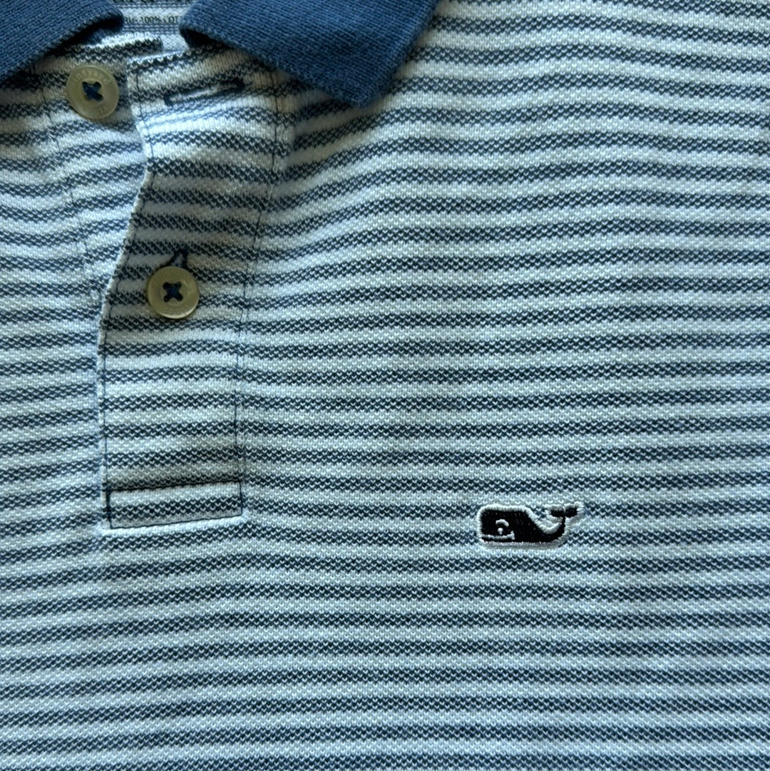 Vineyard Vines Polo, Blue/White Stripe Boys Size M (12/14)