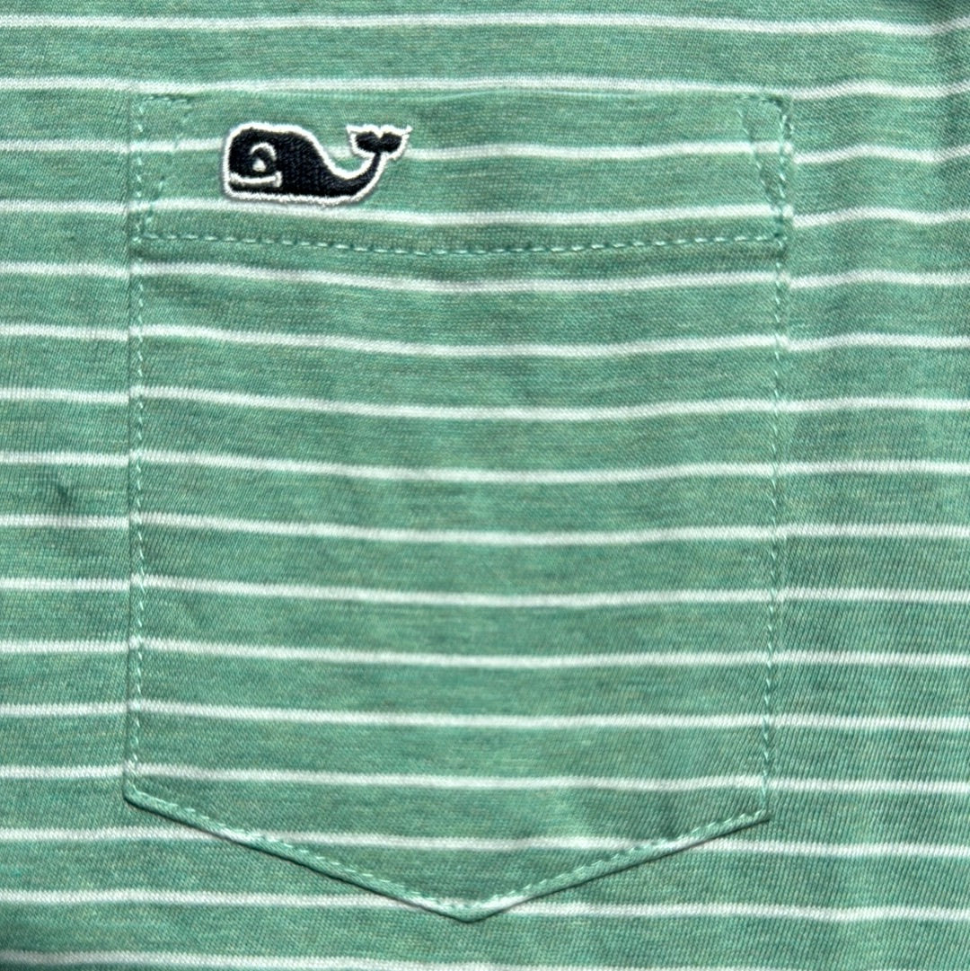 Vineyard Vines Performance Polo, Green/White Boys Size M (12/14)