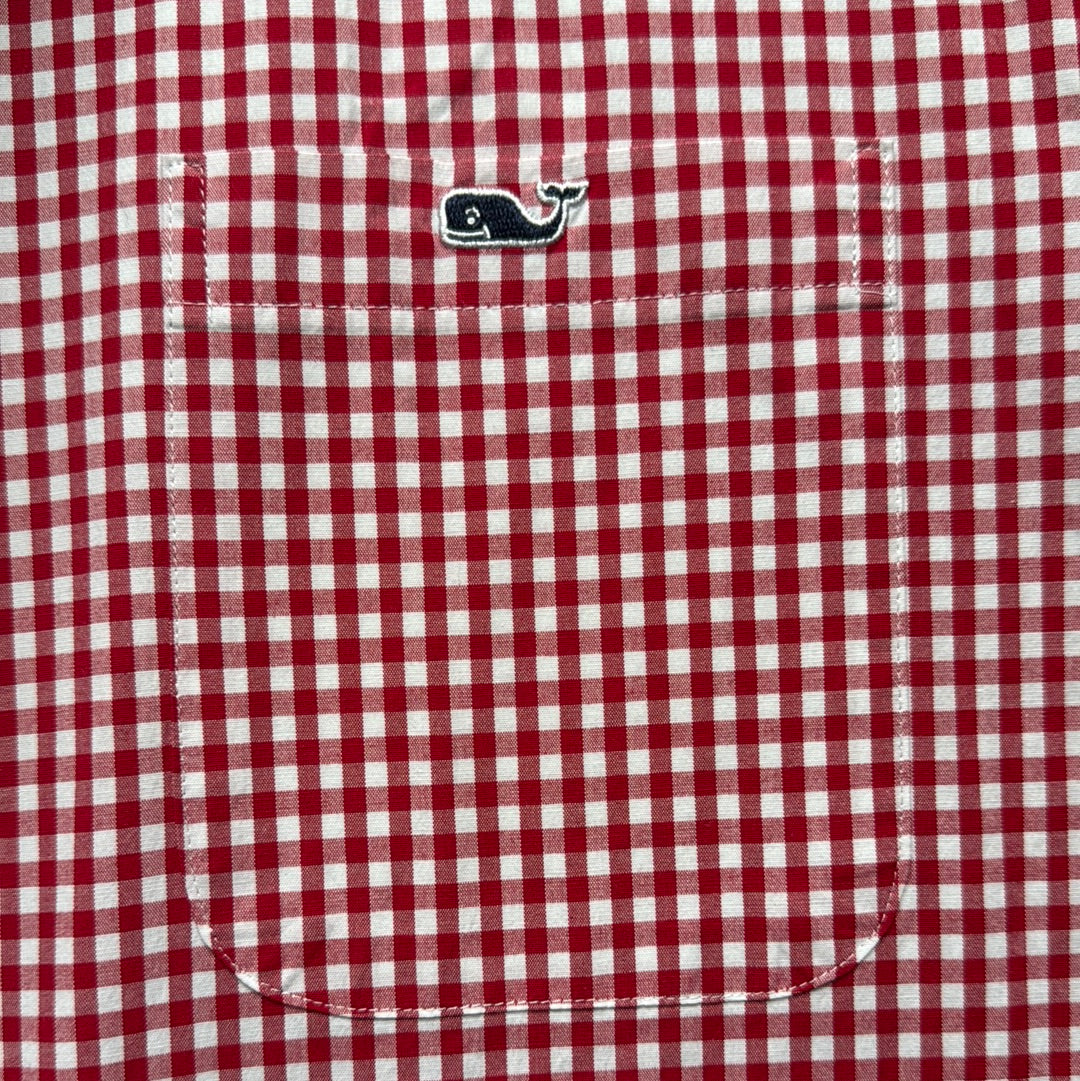 Vineyard Vines Gingham Button Down, Red Mens Size L