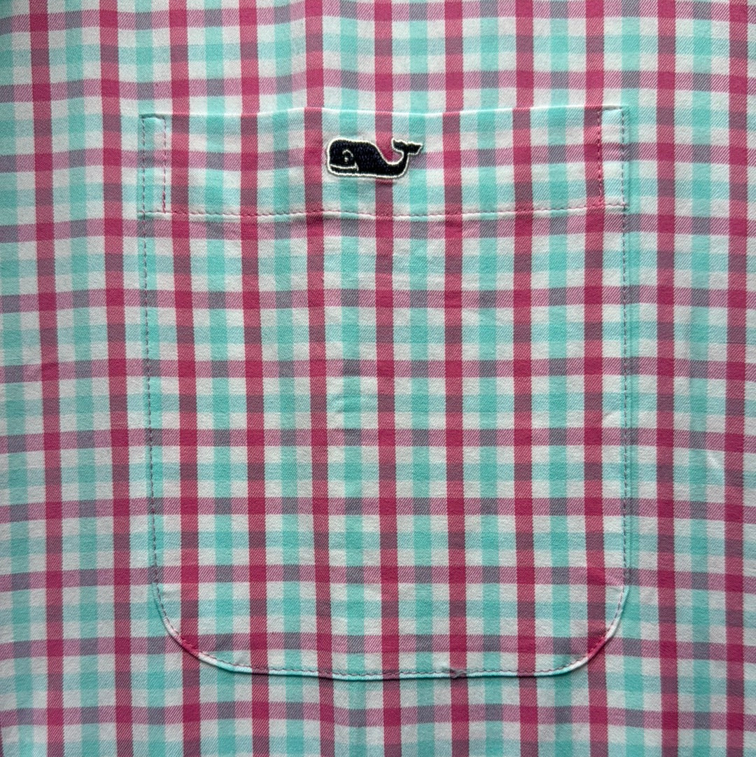 Vineyard Vines NWT Performance Button Down, Pink/Teal Mens Size 2XL