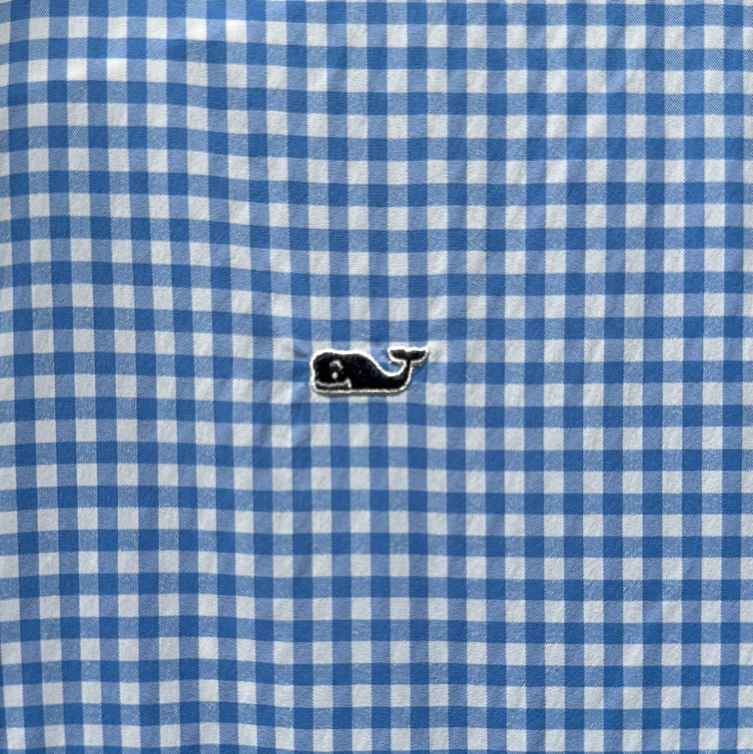 Vineyard Vines Button Down, Blue Plaid Boys Size L