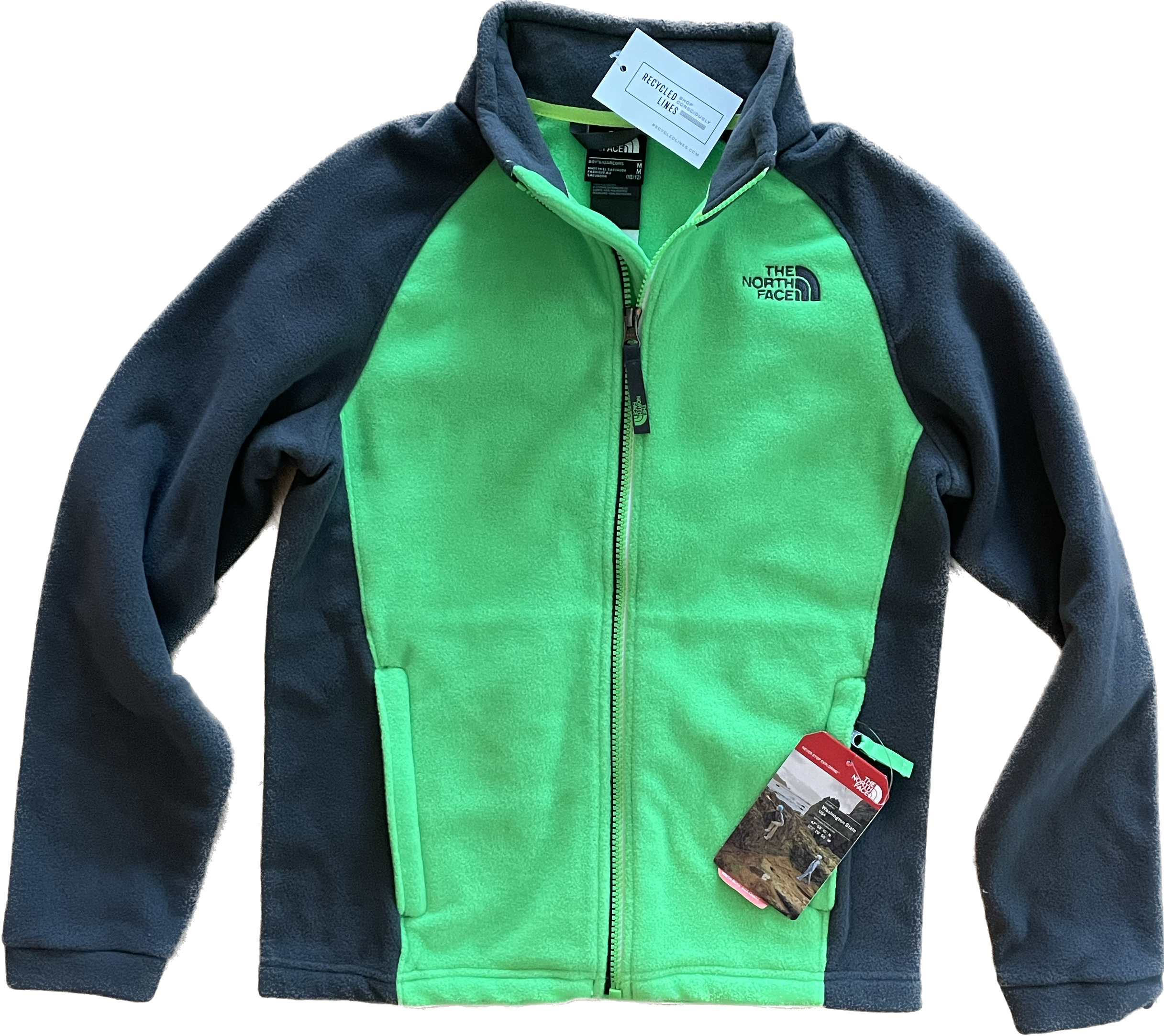 The North Face NWT Fleece Jacket, Neon Green/Gray Boys Size M (1012)
