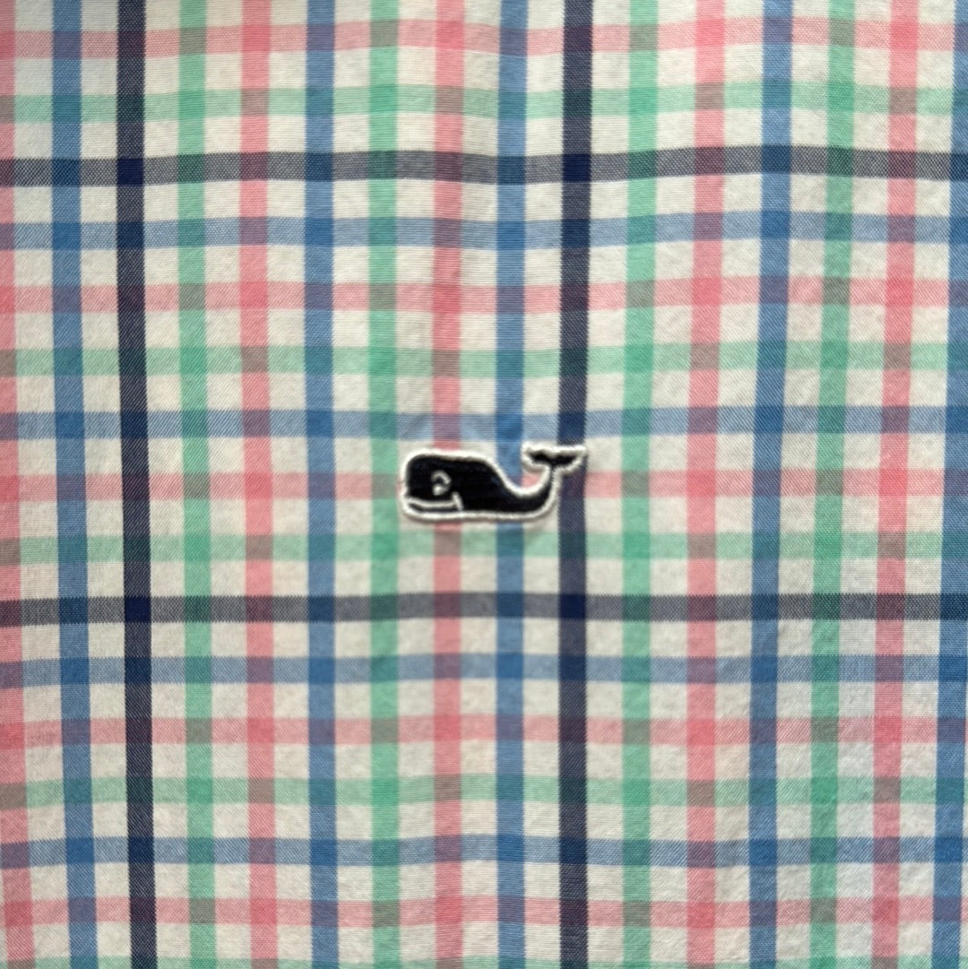 Vineyard Vines Button Down, Pastel Plaid Mens Size S