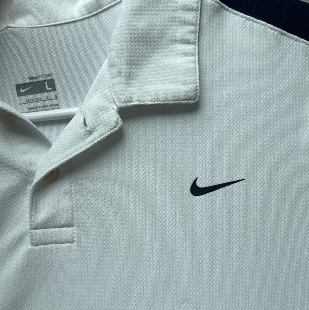 Nike Polo, White/Navy Boys Size L