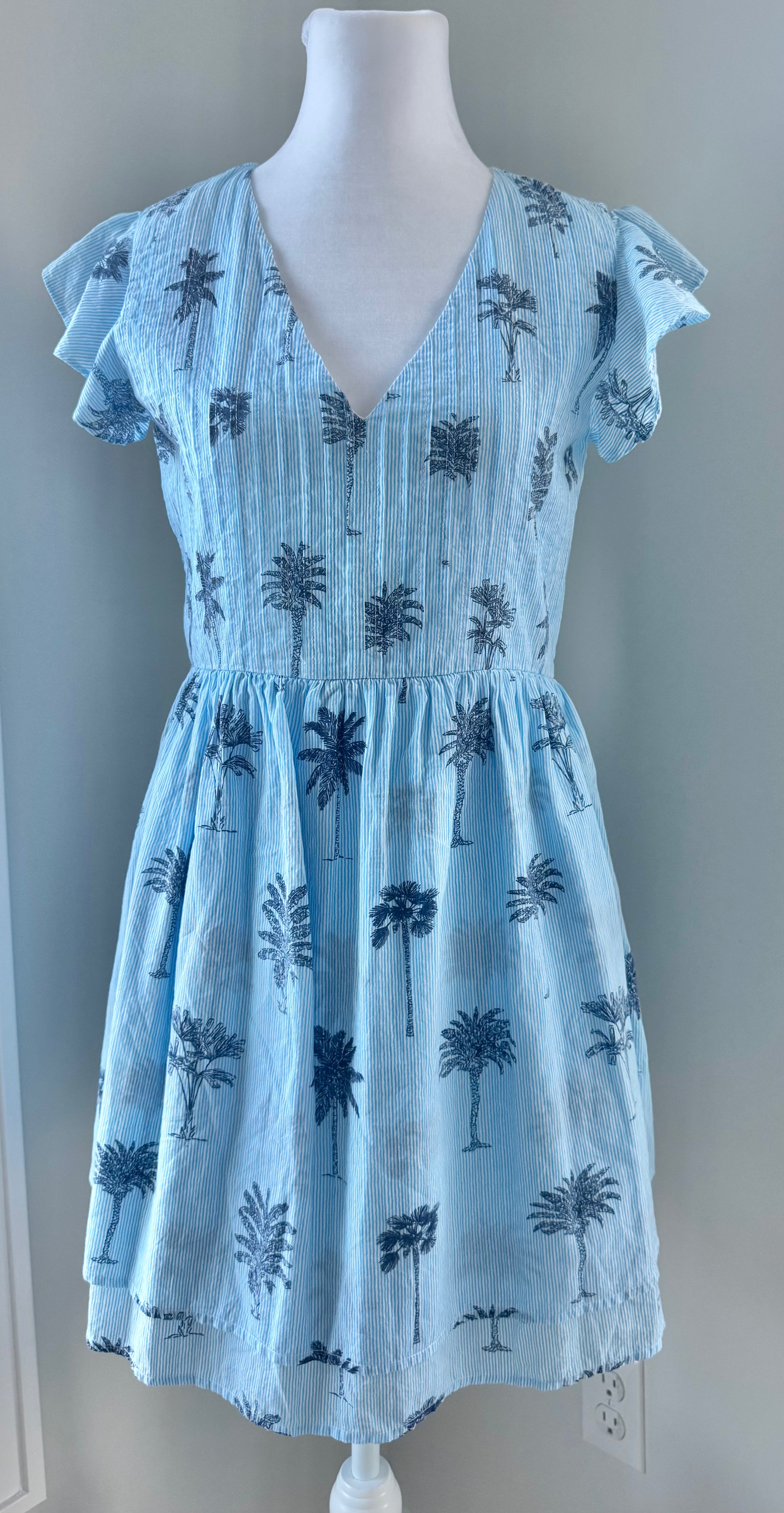 Vineyard Vines Palm Tree Dress, Blue Womens Size XS