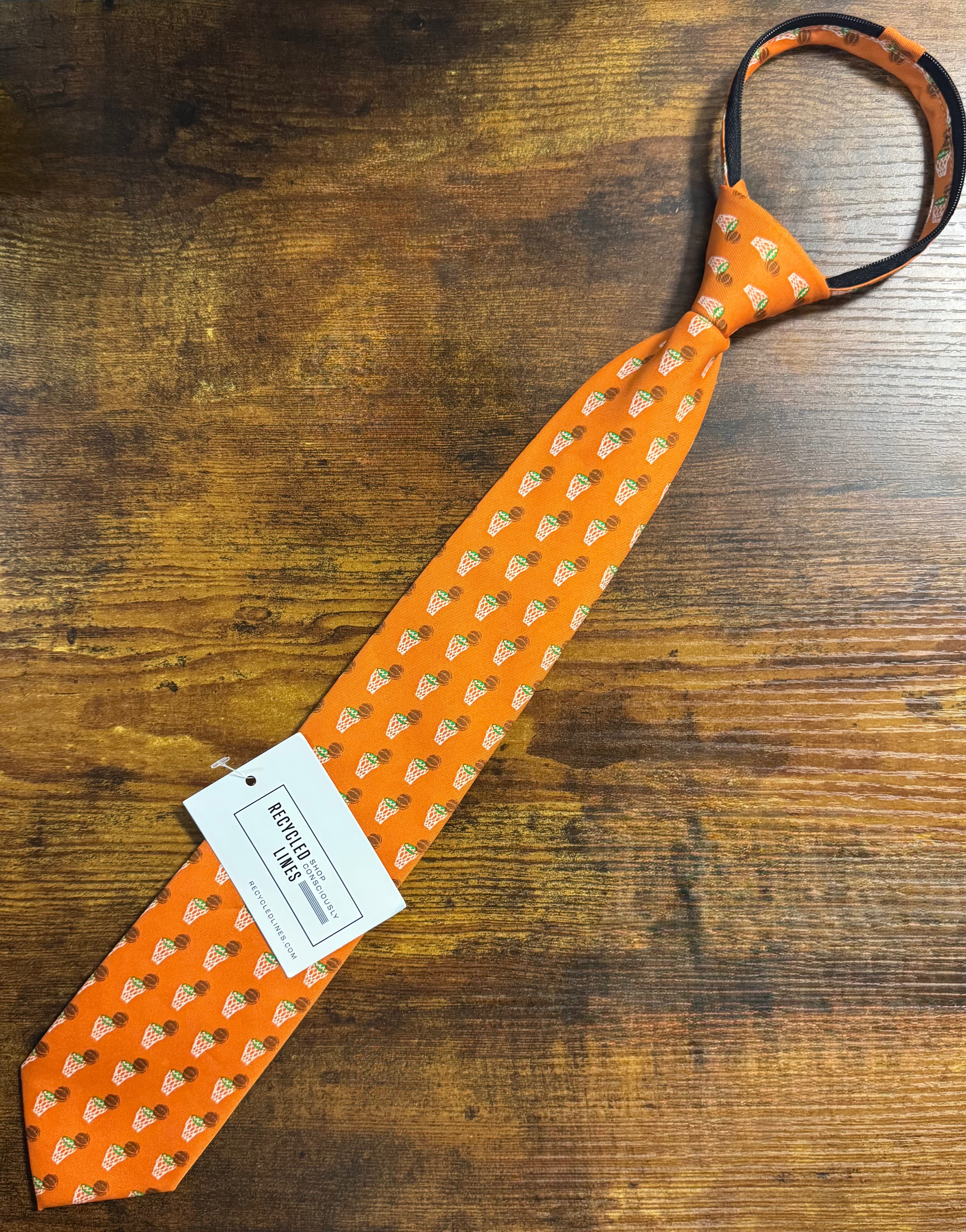 Town Togs Zipper Tie, Orange Basketball Boys OS