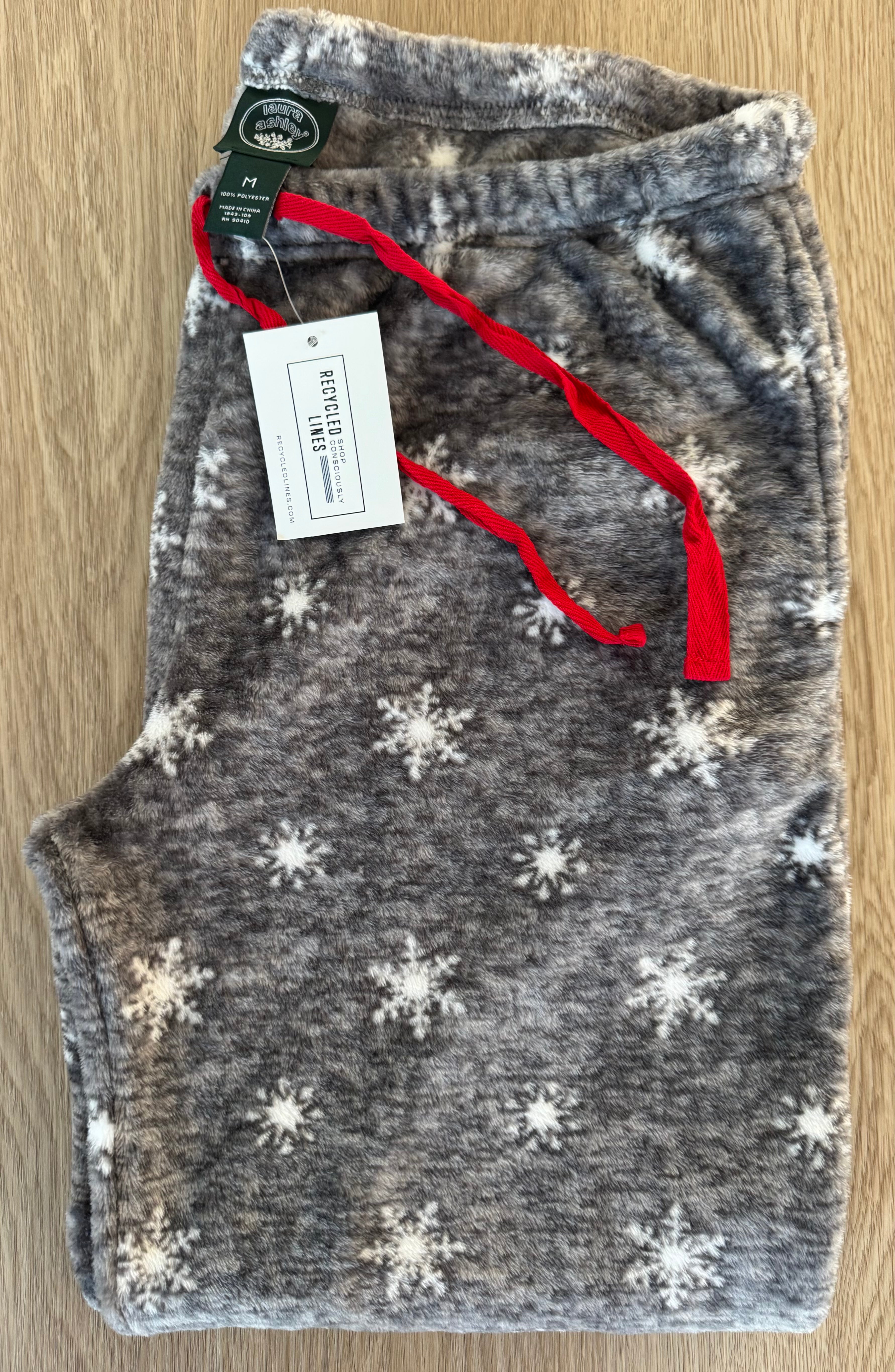 Laura Ashley Snowflake Pajama Pants, Gray Womens Size M