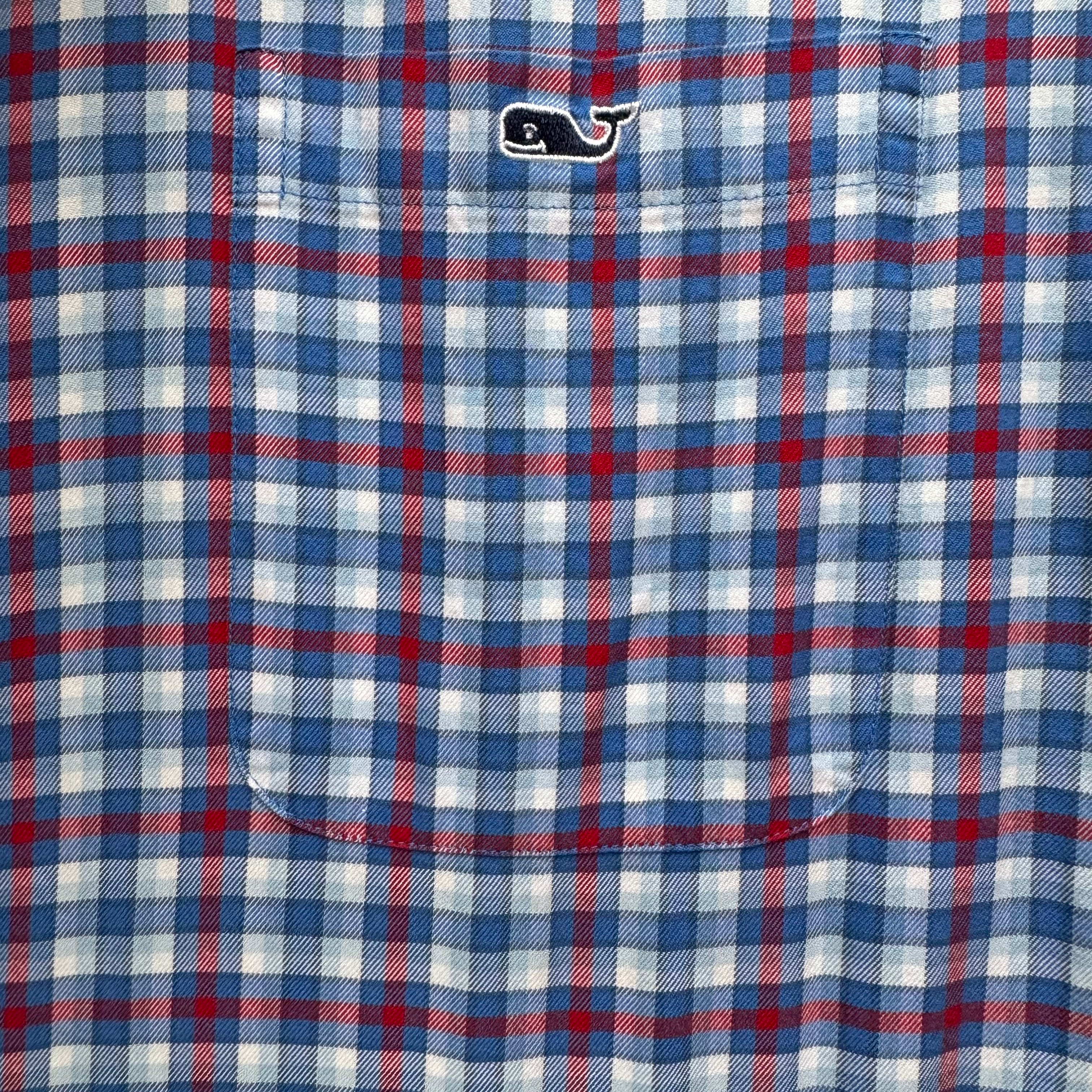 Vineyard Vines Plaid Button Down, RWB Mens Size L