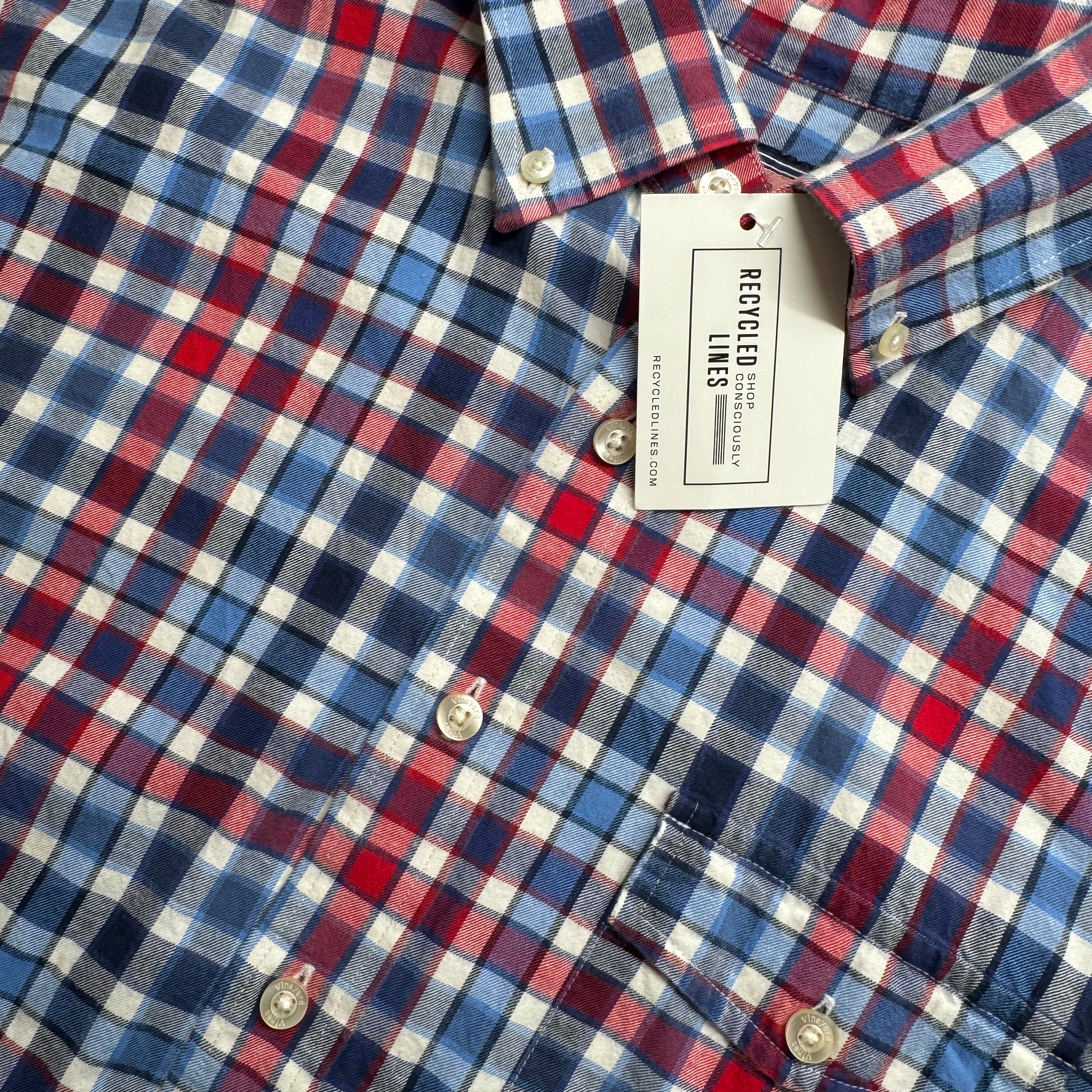 Vineyard Vines Crosby Button Down, Blue/Red Check Mens Size M in excellent condition — Recycled Lines, Fairfield CT | Premium Sustainable Consignment