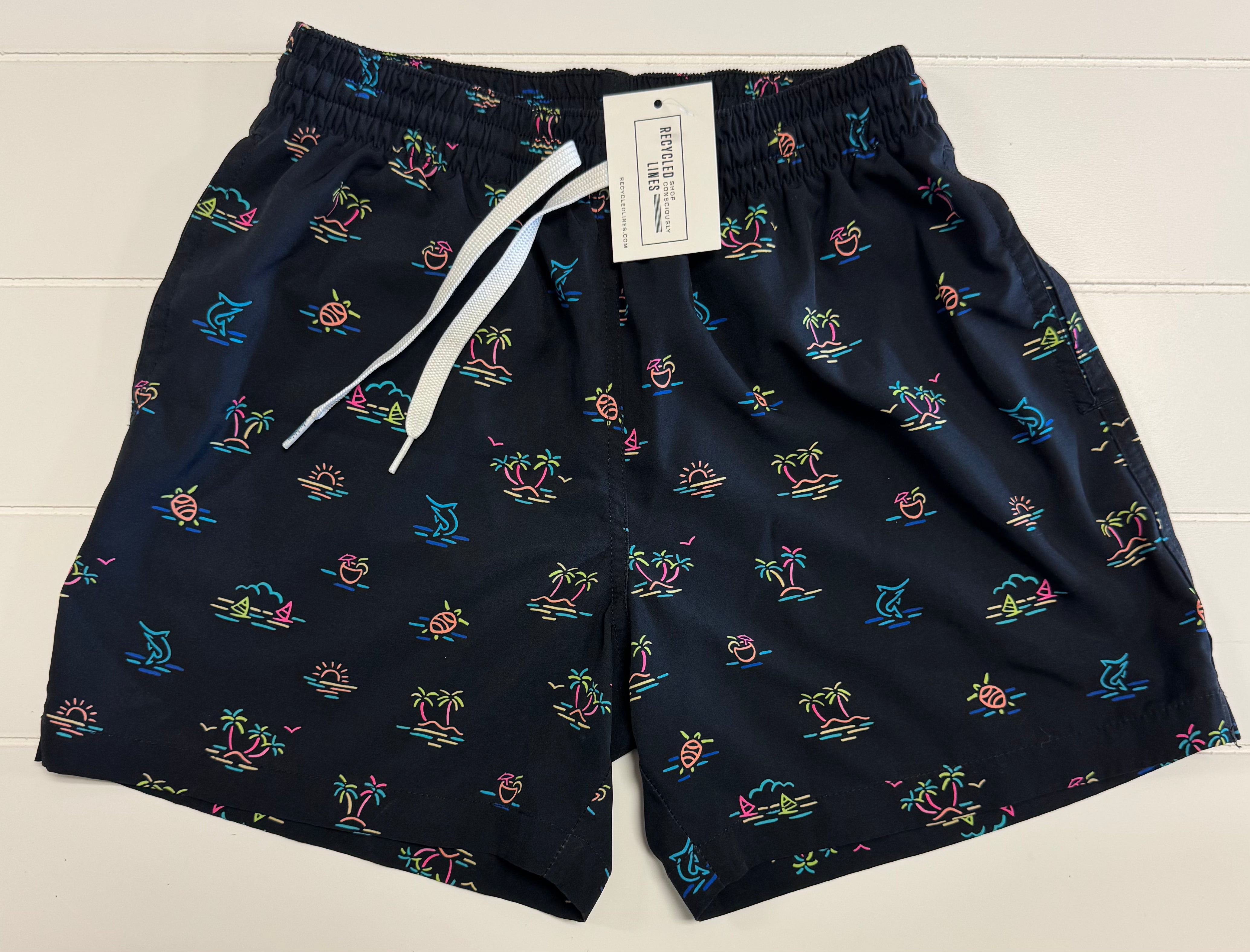 Chubbies Bathing Suit, Black Neon Mens Size S