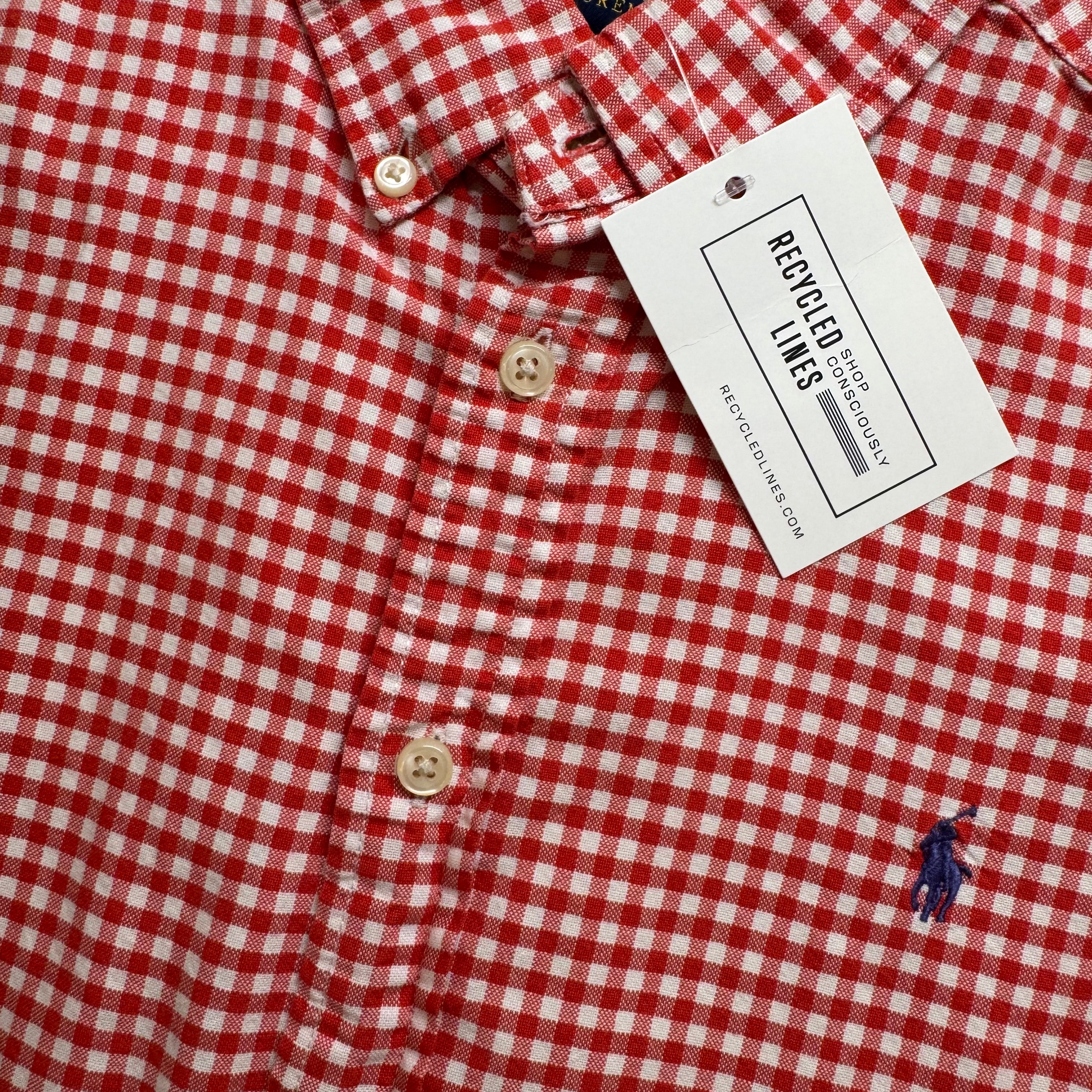 Ralph Lauren Gingham Button Down, Red Boys Size L (14/16) in excellent condition — Recycled Lines, Fairfield CT | Premium Sustainable Consignment