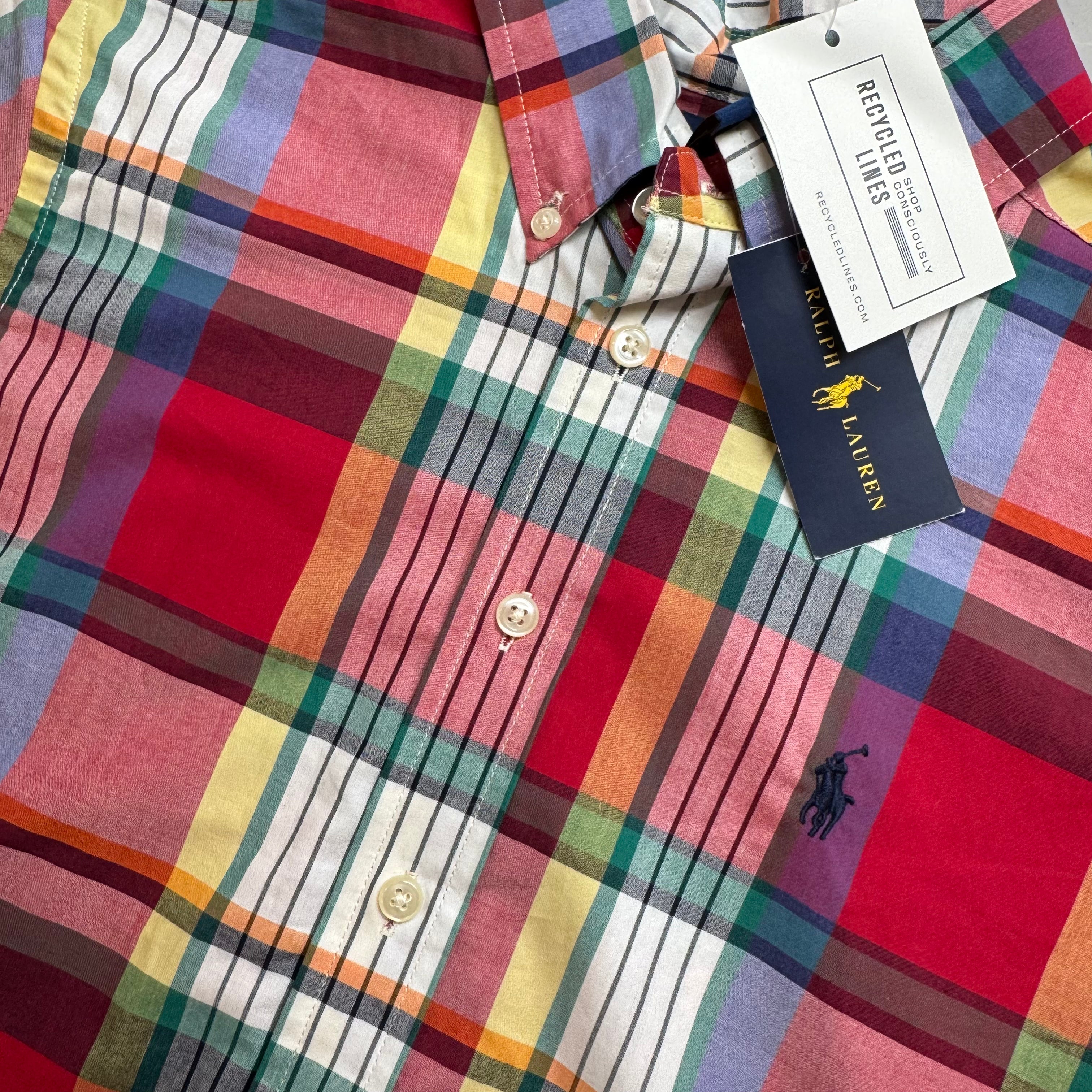 Ralph Lauren Short Sleeve Button Down NWT, Multi Plaid Boys Size M in new with tags — Recycled Lines, Fairfield CT | Premium Sustainable Consignment