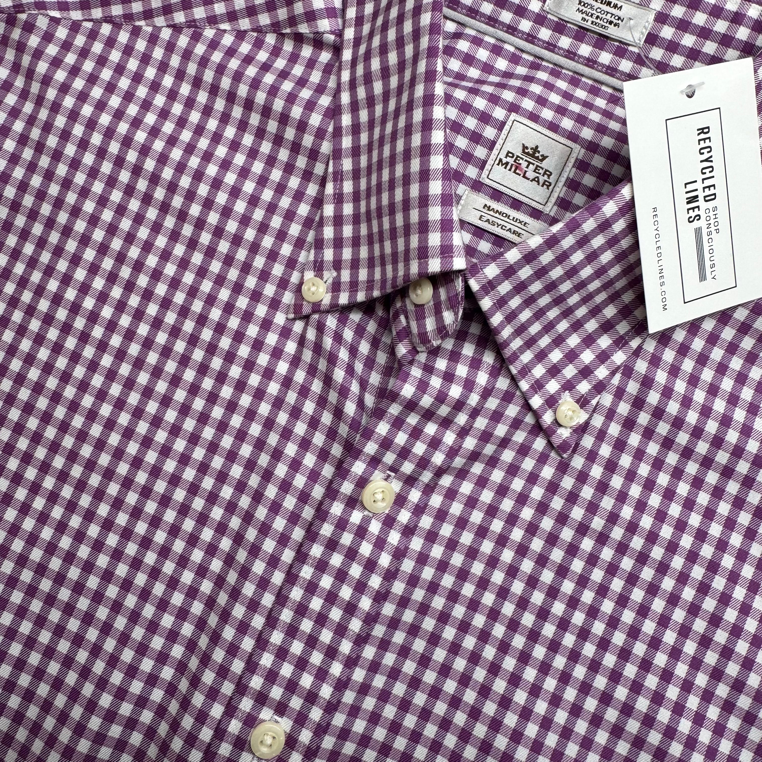 Peter Millar Button Down, Plum/White Mens Size M in excellent condition — Recycled Lines, Fairfield CT | Premium Sustainable Consignment