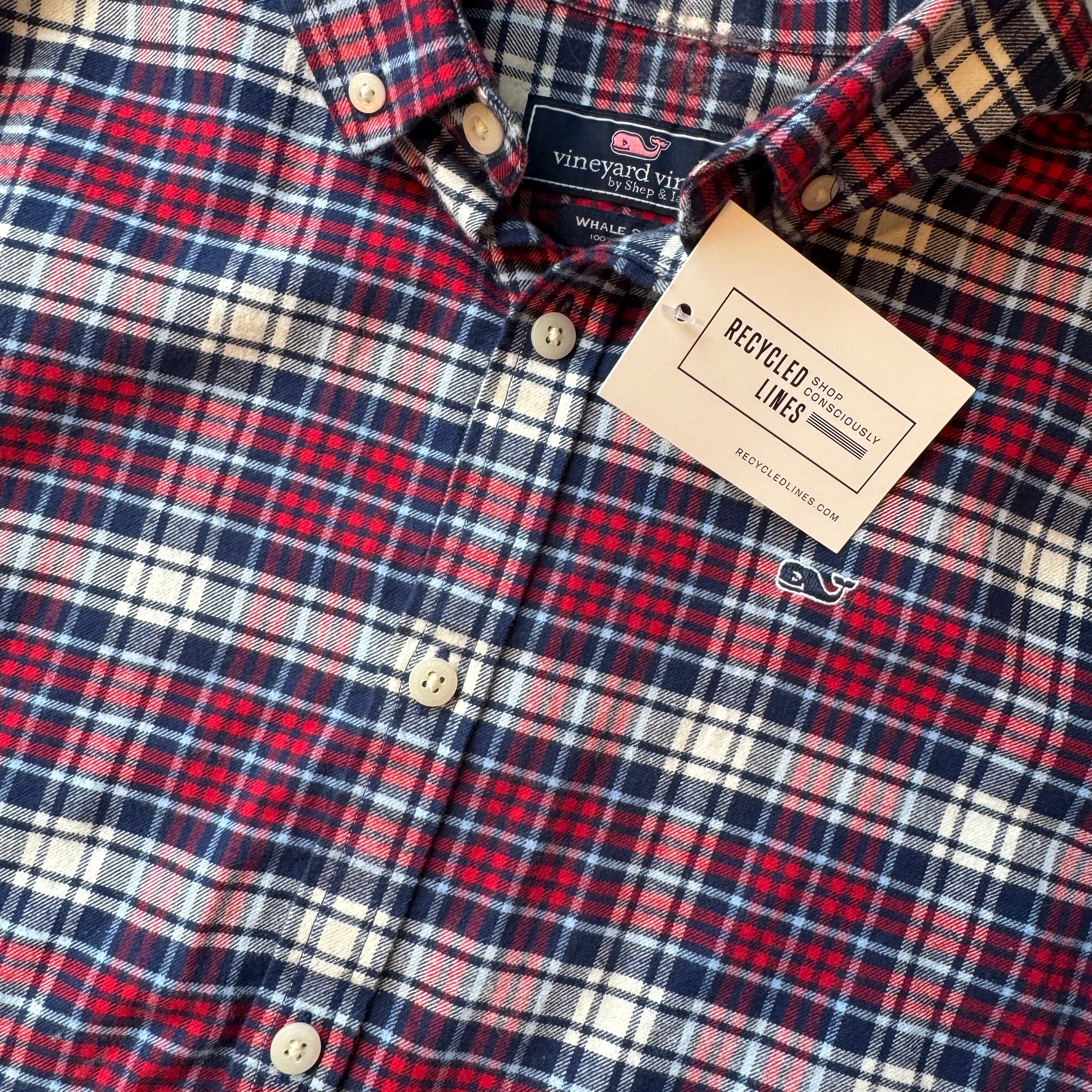 Vineyard Vines Flannel Button Down, RWB Boys Size M (12/14) in excellent condition — Recycled Lines, Fairfield CT | Premium Sustainable Consignment