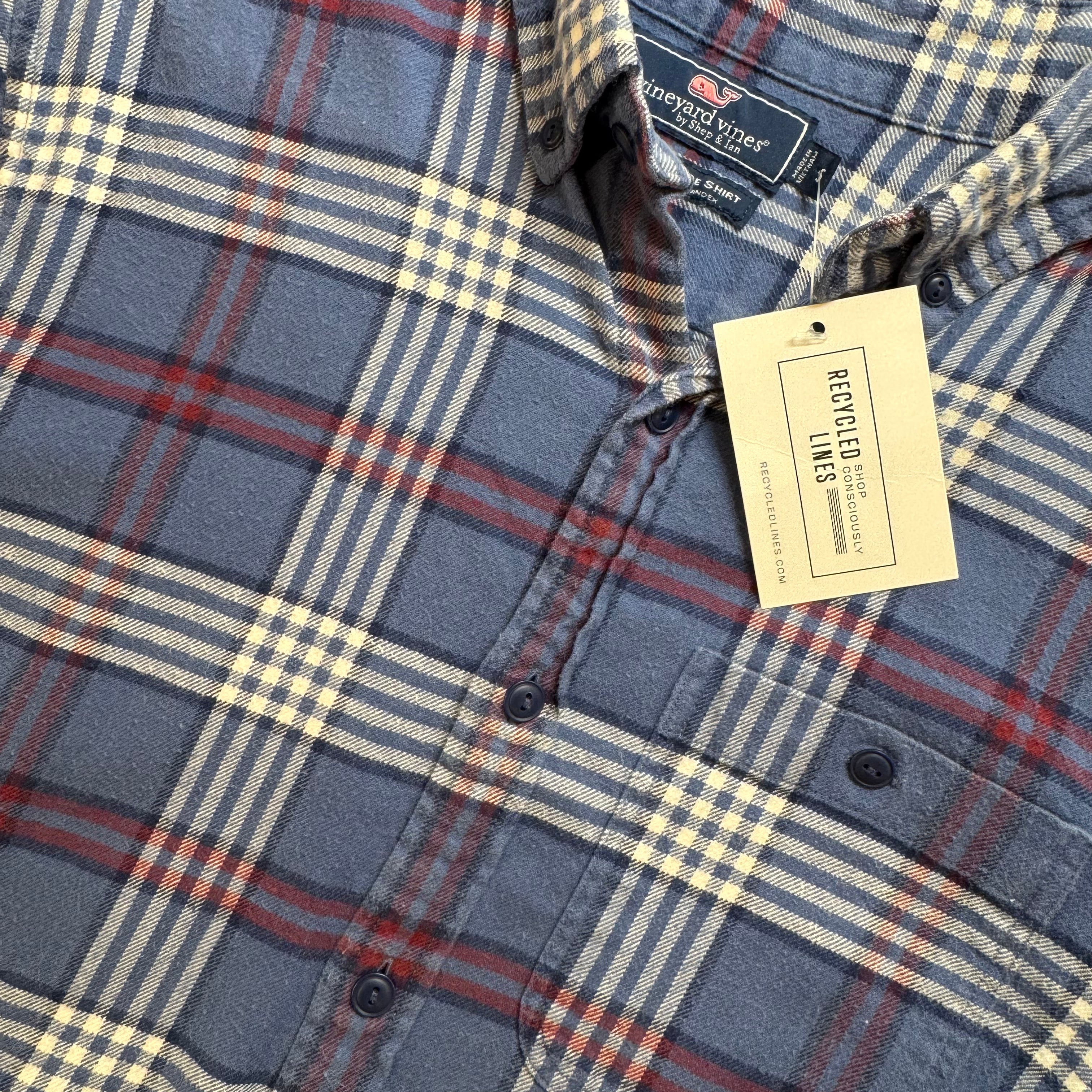 Vineyard Vines Flannel Button Down, Blue Plaid Mens Size S in excellent condition — Recycled Lines, Fairfield CT | Premium Sustainable Consignment