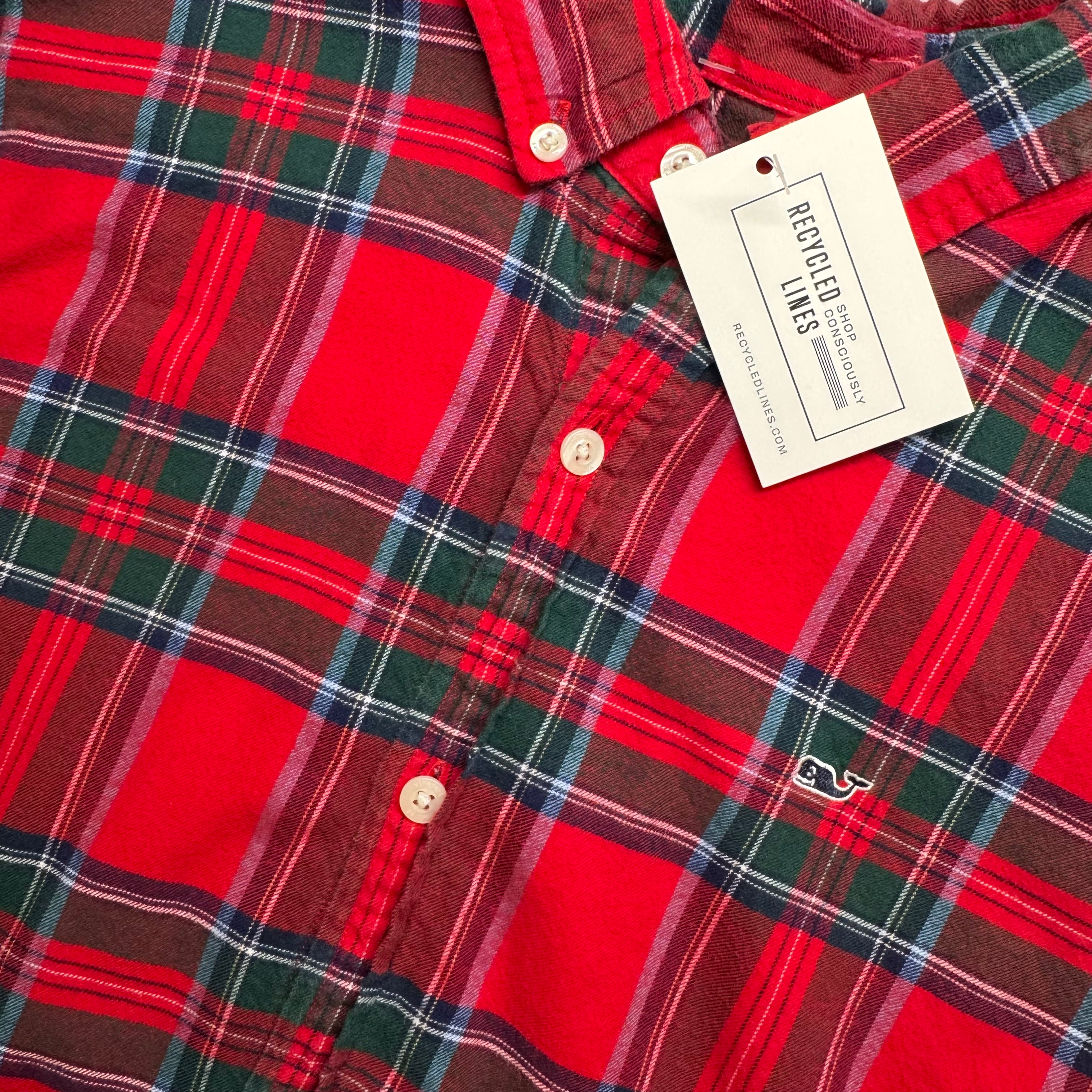 Vineyard Vines Holiday Flannel Button Down, Red Boys Size XL (18) in excellent condition — Recycled Lines, Fairfield CT | Premium Sustainable Consignment