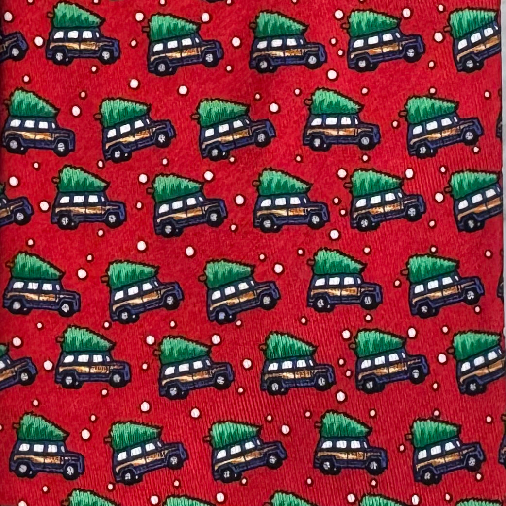 Vineyard Vines Wagon Christmas Tree Tie, Red Mens