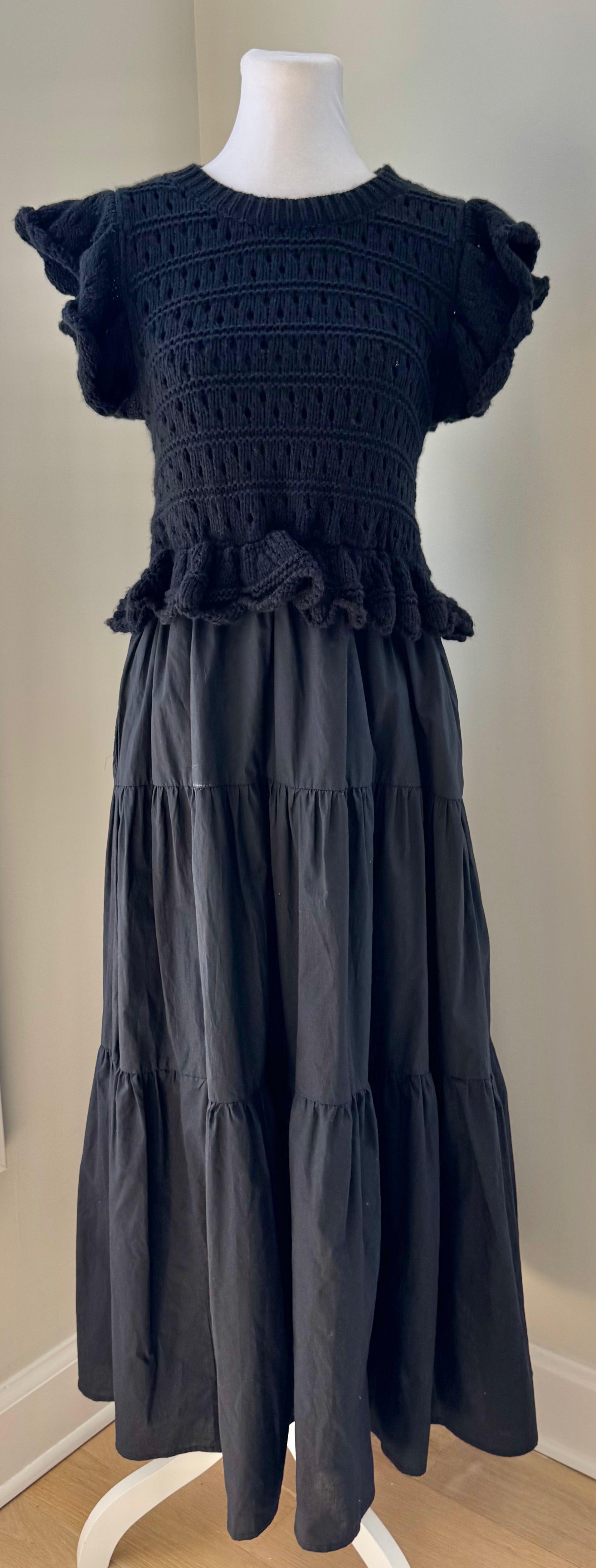 Sofie the Label NWT Sweater Maxi Dress, Black Womens Size L