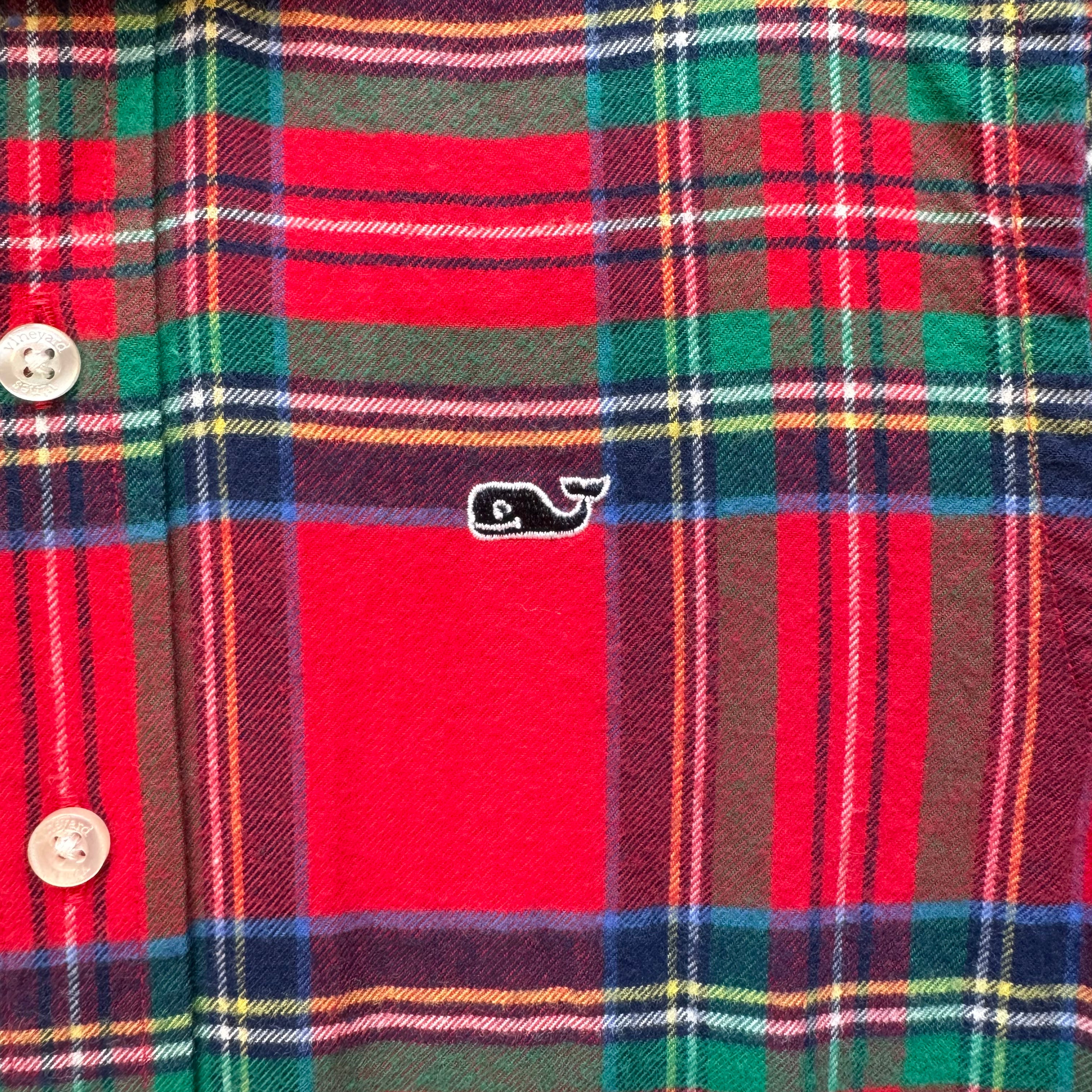 Vineyard Vines Flannel Button Down, Red Plaid Boys Size 6