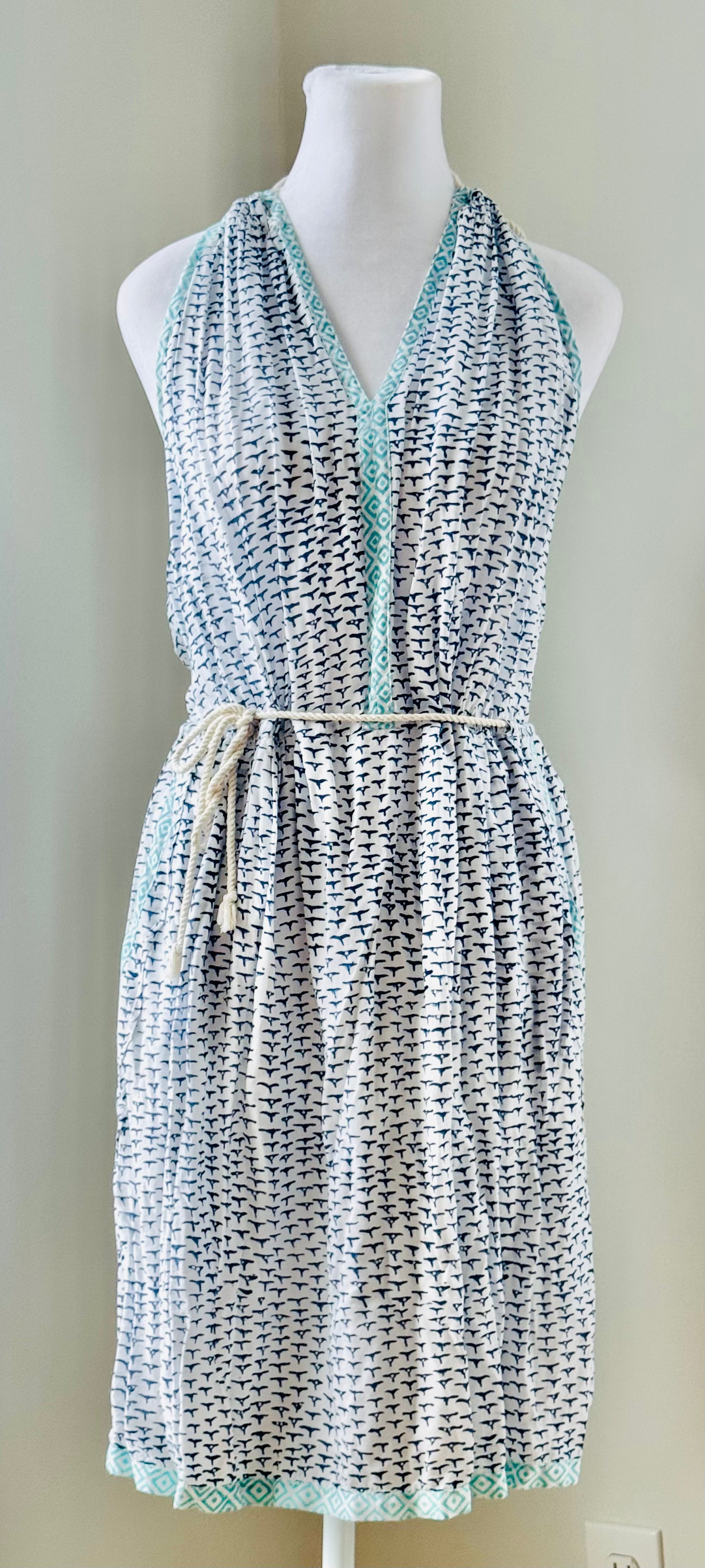 Roberta Roller Rabbit Cord Coverup, Navy/Teal/White Womens Size L