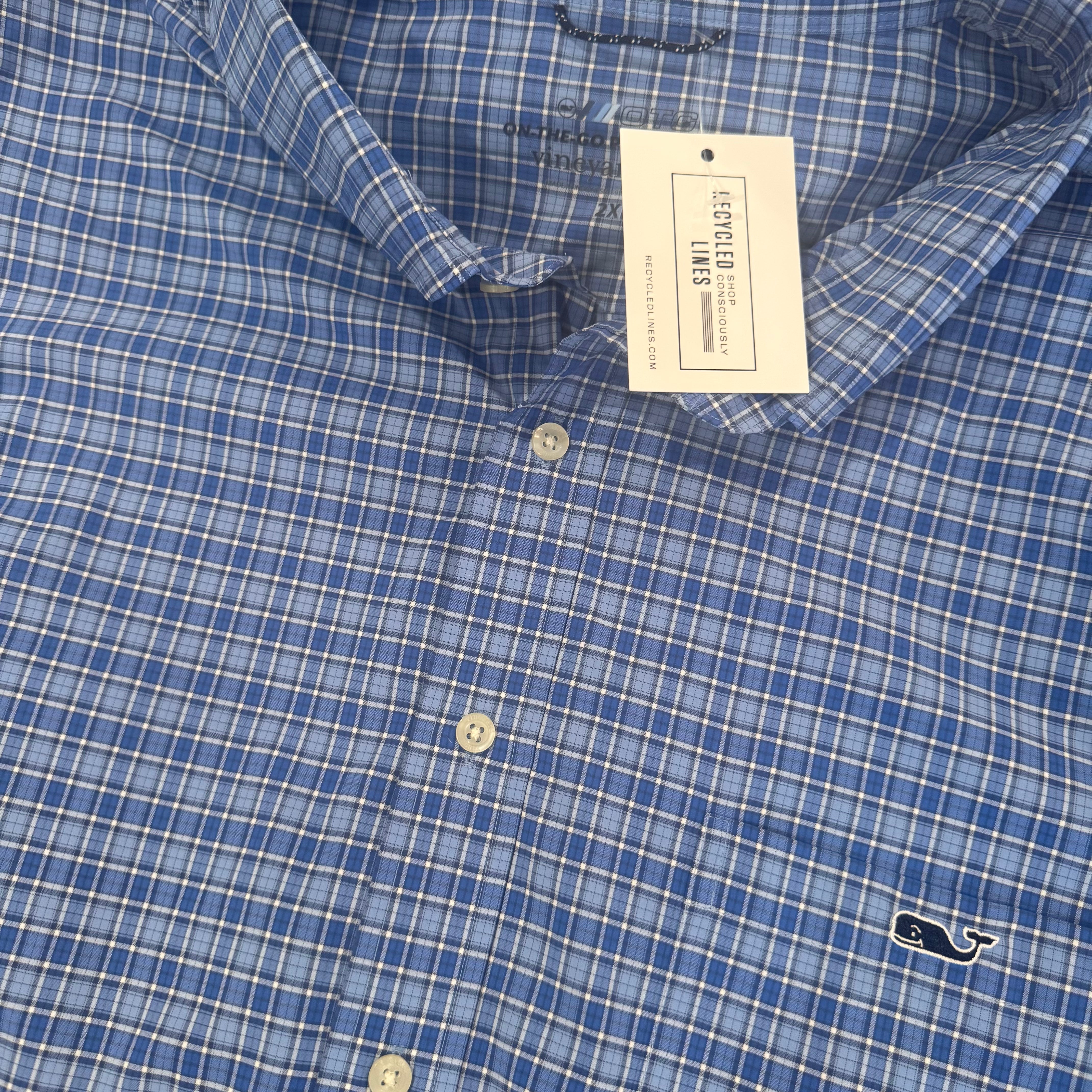 Vineyard Vines On the Go Button Down, Blue Mens Size 2XB