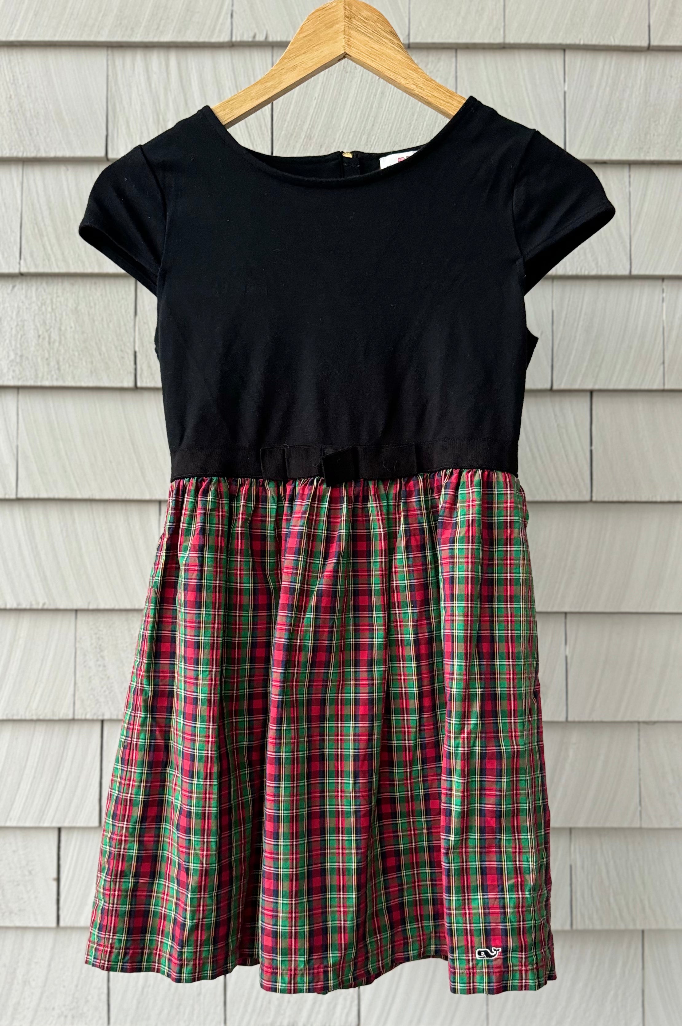 Vineyard Vines Holiday Dress, Black/Plaid Girls Size M (10/12)